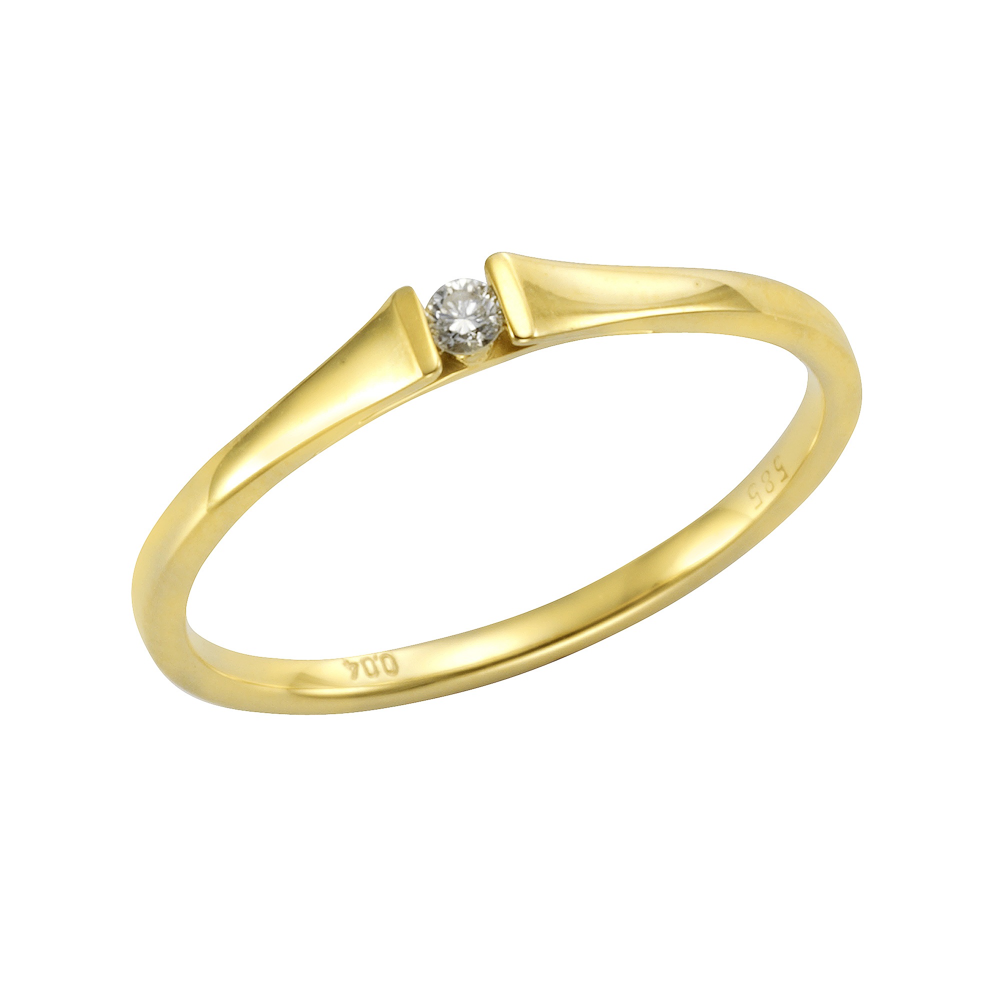 Fingerring „585 Gold Brillant 0,04ct.“ gelb + weiß 0,04 ct SI = kleine Einschlüsse 060 (19,1) – 0,04 ct SI = kleine Einschlüsse