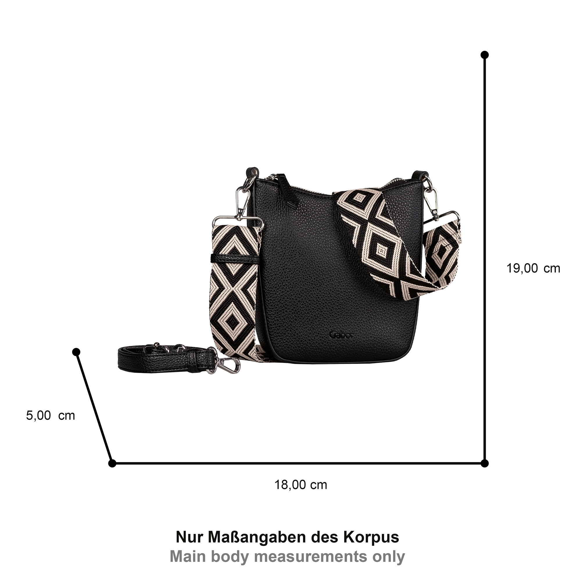 Gabor Umhängetasche »Linda« weiches Kunstleder mit elegantem Schultergurt aus edlem Gewebeband