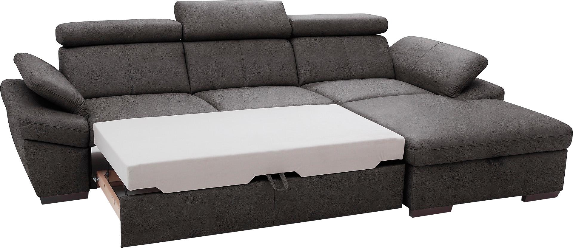 exxpo - sofa fashion Ecksofa »Salerno, klassisch modernes Funktionssofa, hoher Sitzkomfort, L-Form«, inkl. Kopf- und Armteilverstellung, wahlweise mit Bettfunktion