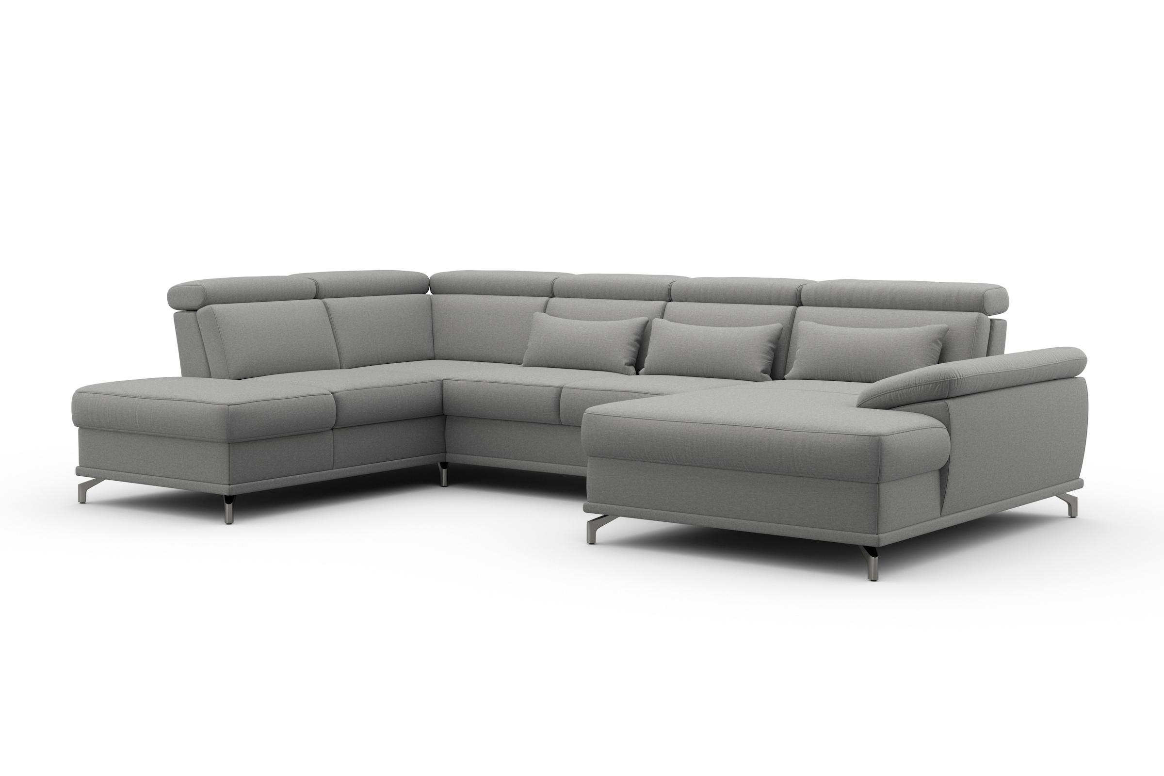 sit&more Wohnlandschaft »Cabrio U-Form, mit Sitztiefenverstellung, Arm- und Kopfteilverstellung«, 3 Nierenkissen, Federkern, optional Bettfunktion und Stauraum