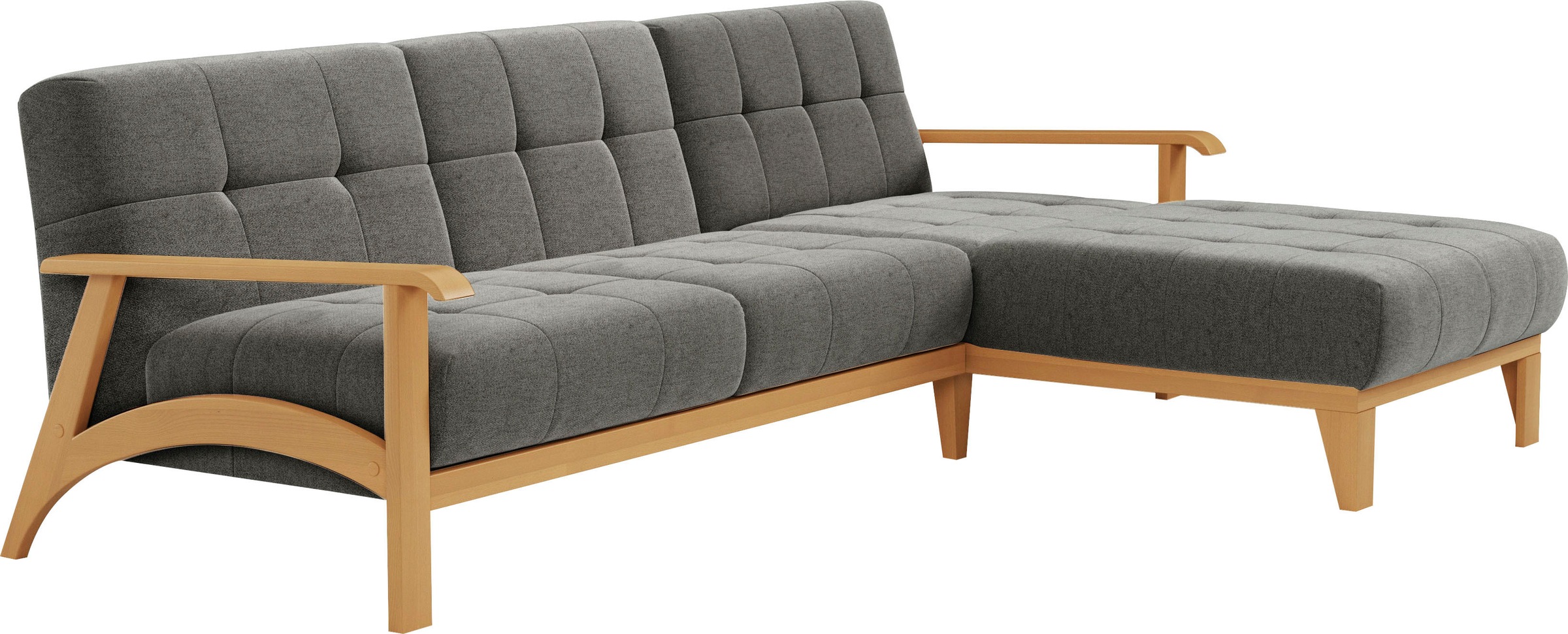 sit&more Ecksofa »Billund L-Form«, Armlehnen aus eichefarbigem Buchenholz, verschiedene Bezüge und Farben