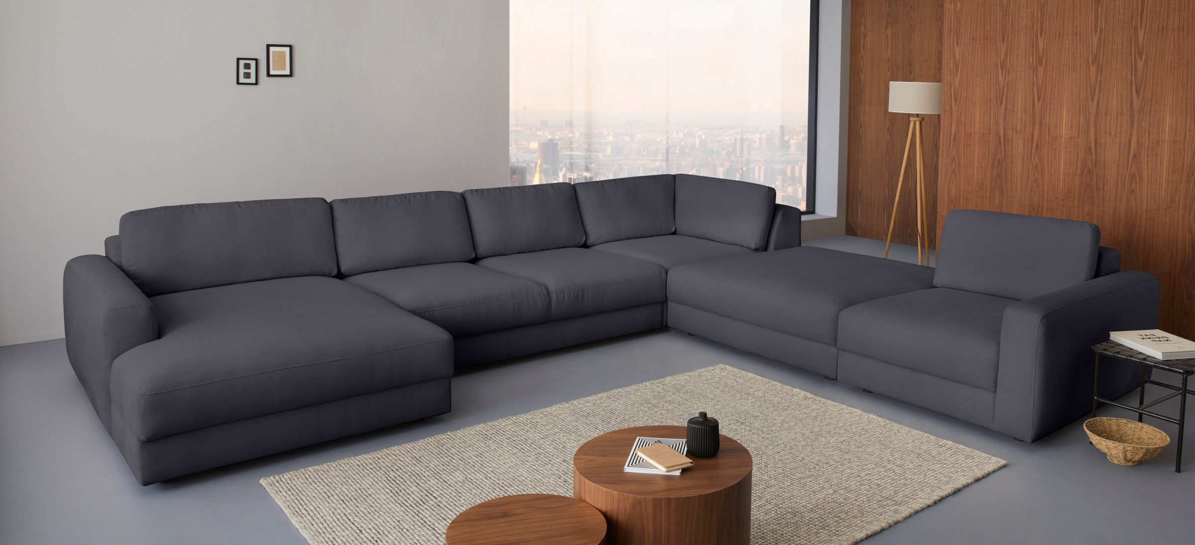 Places of Style Wohnlandschaft »Bloomfield, Mega Polsterprogramm, Breite 405cm, viel Platz, U-Form«, mit extra tiefer Sitzfläche, wahlweise mit Sitztiefenverstellung