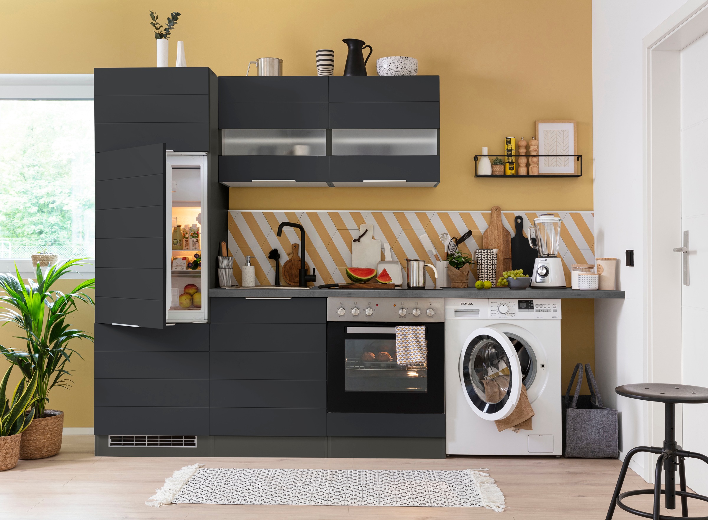 KOCHSTATION Winkelküche »KS-Luhe«, Stellbreite 240x270 cm, wahlweise mit oder ohne E-Geräten, MDF-Fronten