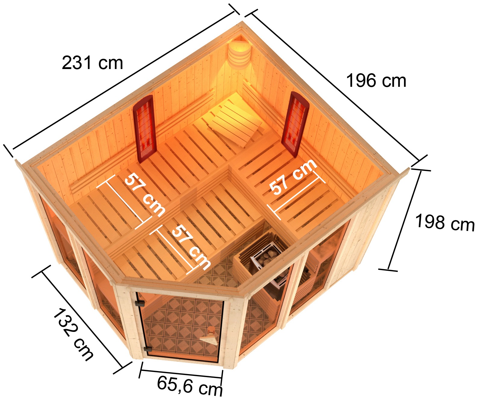Karibu Sauna »Avril« Set,  Ofen 9 KW externe Strg easy