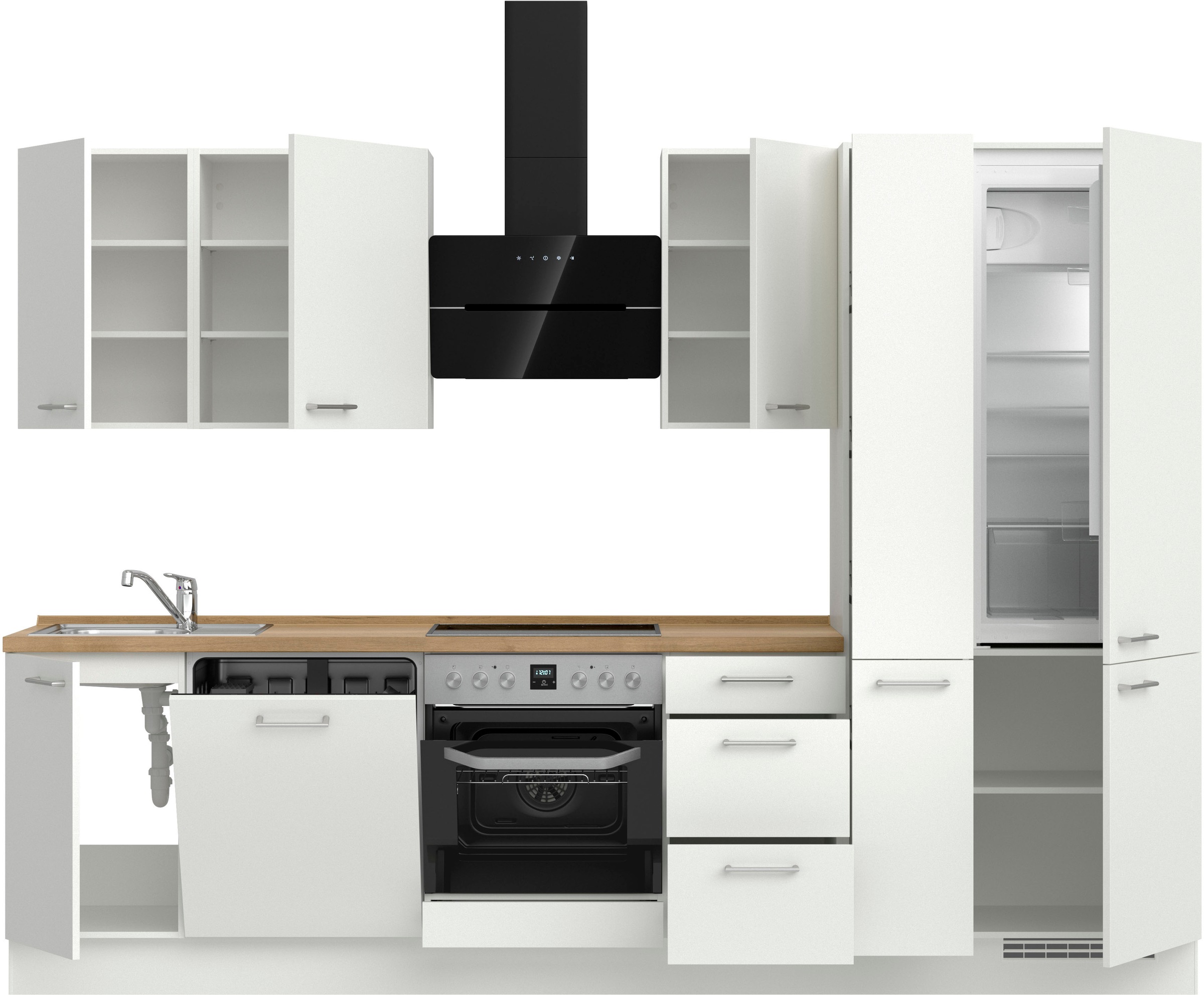 nobilia® Küchenzeile »"Laser II"«, vormontiert, Ausrichtung wählbar, Breite 300 cm, wahlw. mit E-Geräten