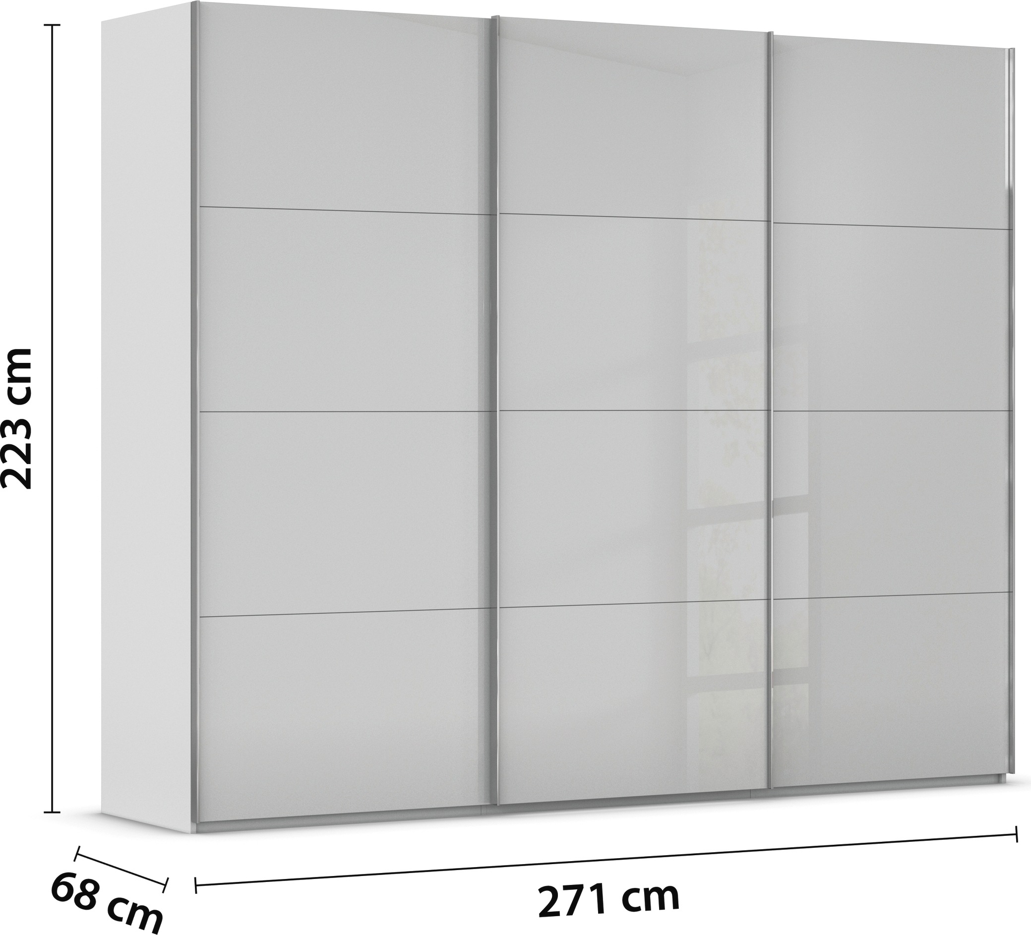 rauch Schwebetürenschrank »Kleiderschrank Schrank Garderobe Schlafzimmerschrank SCALE-FYRA«, edle viergeteilte Türen mit Glas-Front viele Farben MADE IN GERMANY