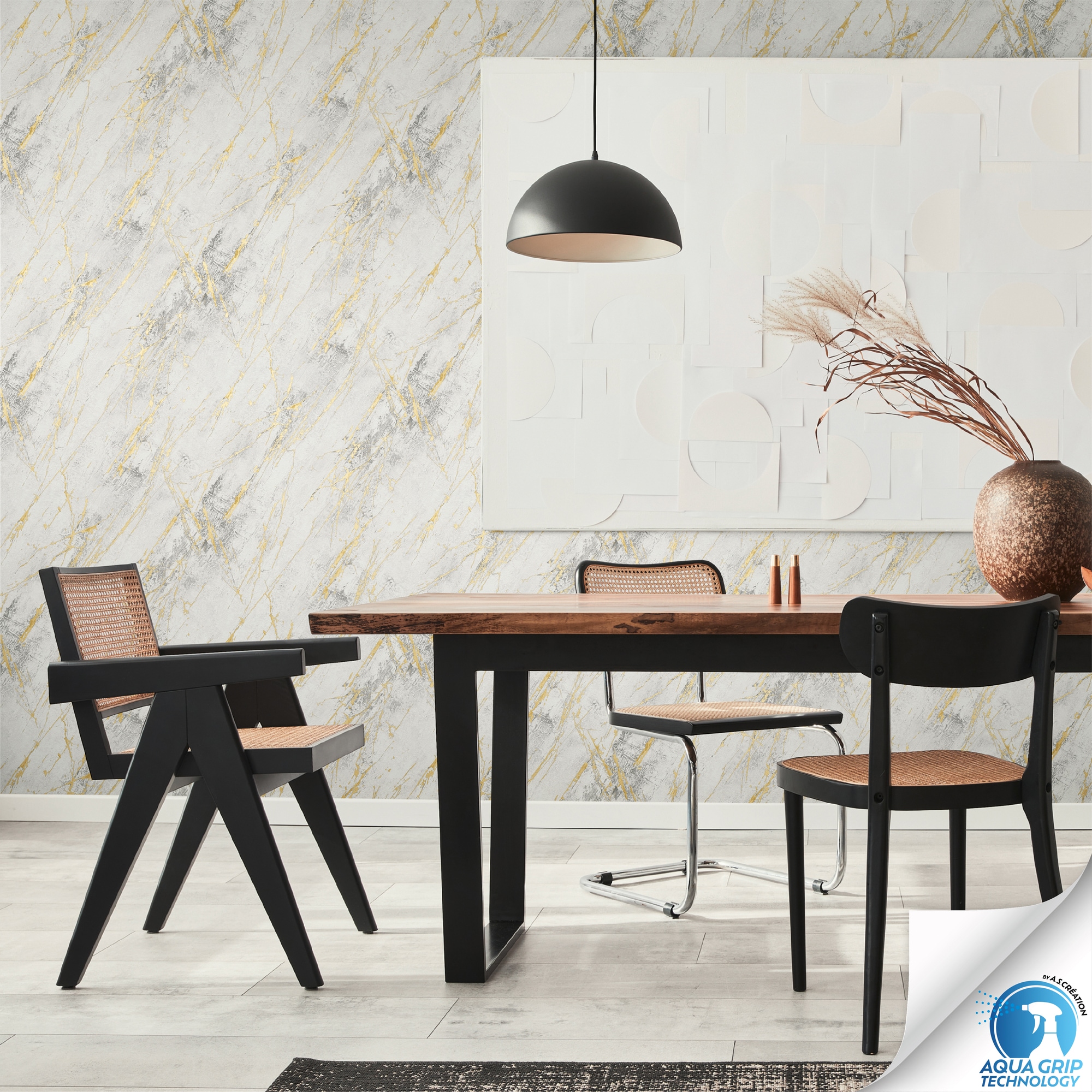 living walls Vliestapete »DesignDrop vorgeleimte Tapete Marmoroptik Weiß Gold Grau«, matt, Vliestapete vorgekleistert 3D-Optik für Schlafzimmer Wohnzimmer Küche