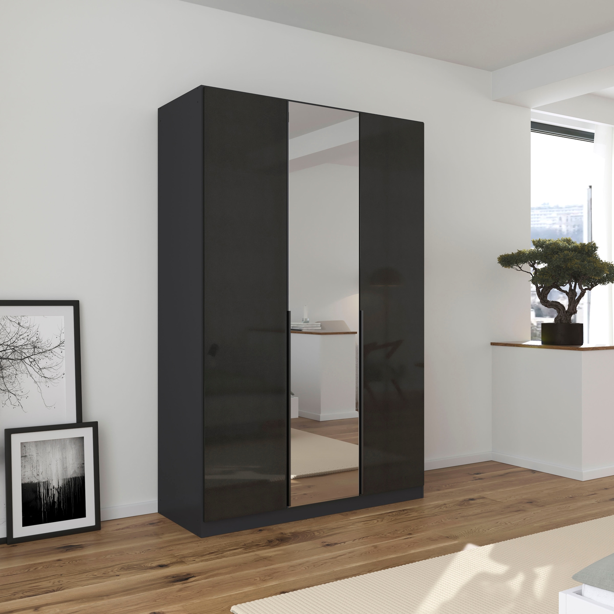 rauch Drehtürenschrank »Kleiderschrank Schrank Garderobe AGORDO mit Dekor- oder Hochglanzfront«, (in zwei Griff-Farben), durchdachte Innenausstattung, in 6 Breiten und 2 Höhen MADE IN GERMANY