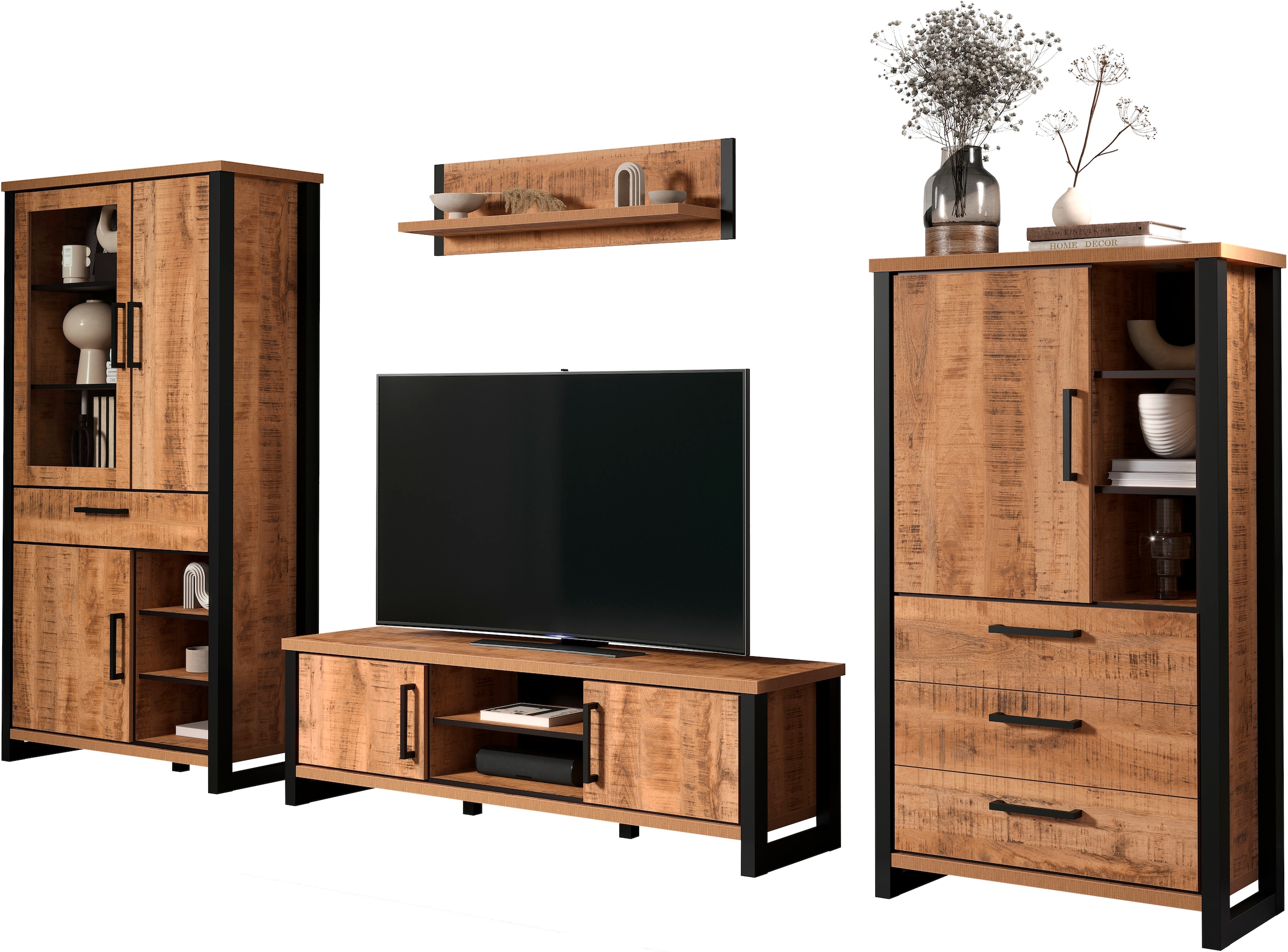 Home affaire Wohnwand »Elda« Komplett-Set, 4 Stk. tlg. Set bestehend aus: T günstig online kaufen