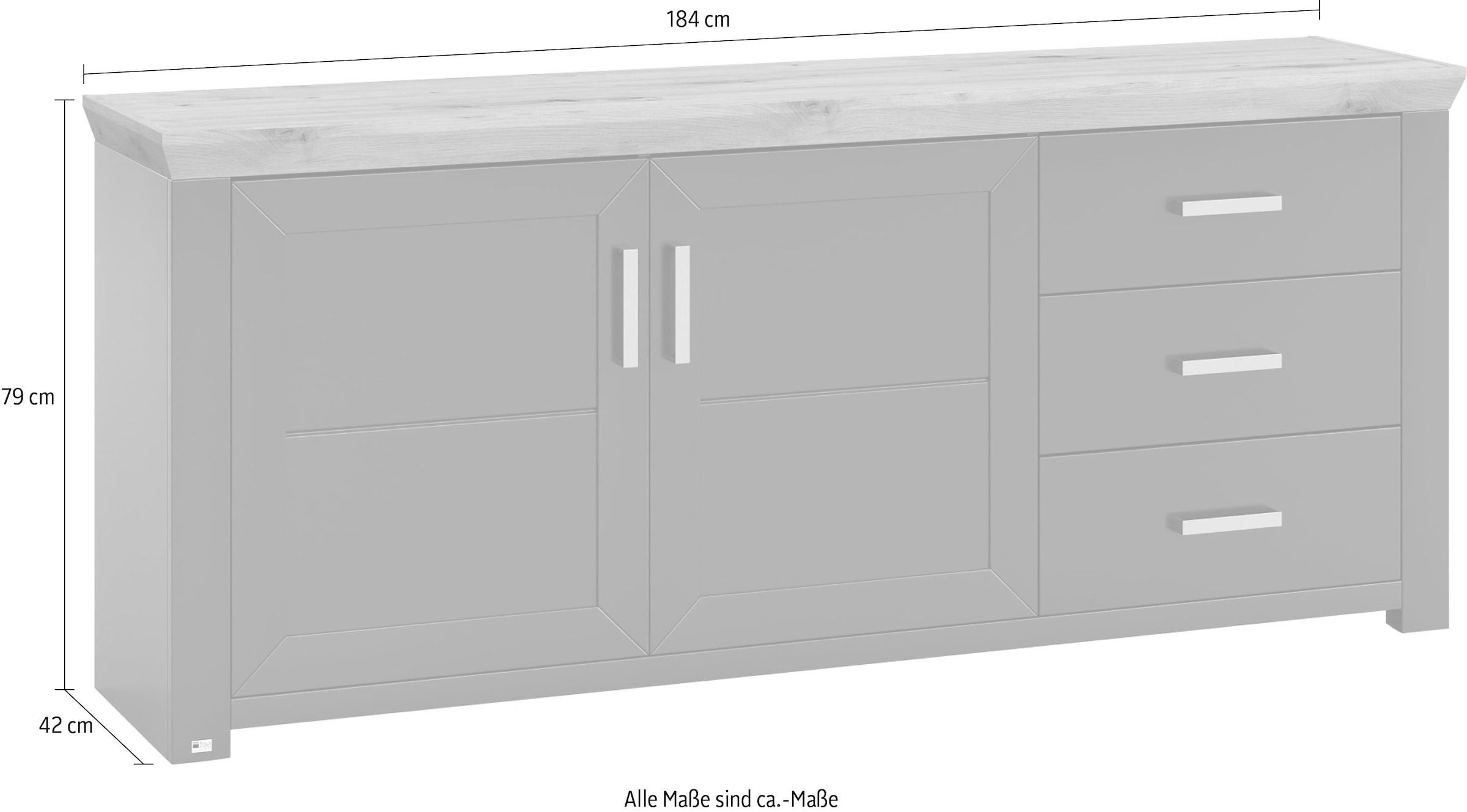 set one by Musterring Sideboard »York«, Typ 51, mit viel Stauraum, Bügelgriff silber, B 184 x H 79 cm