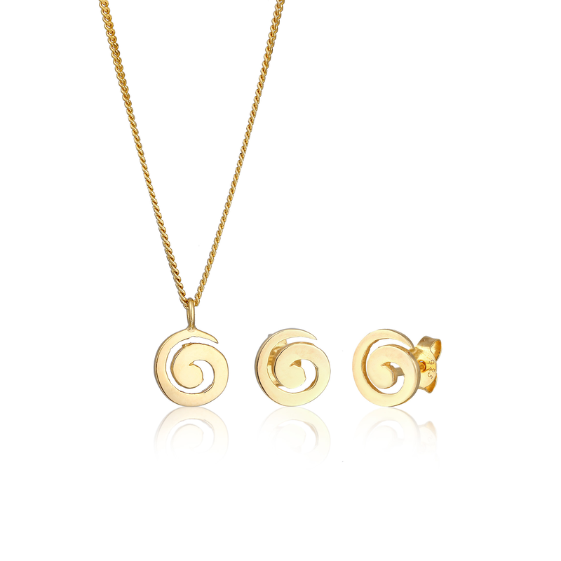 ELLI Schmuckset »Spirale Verspielt Basic Set 925 Silber« () Gold onesize Zeitloses Schmuck-Set mit runden Details für Damen