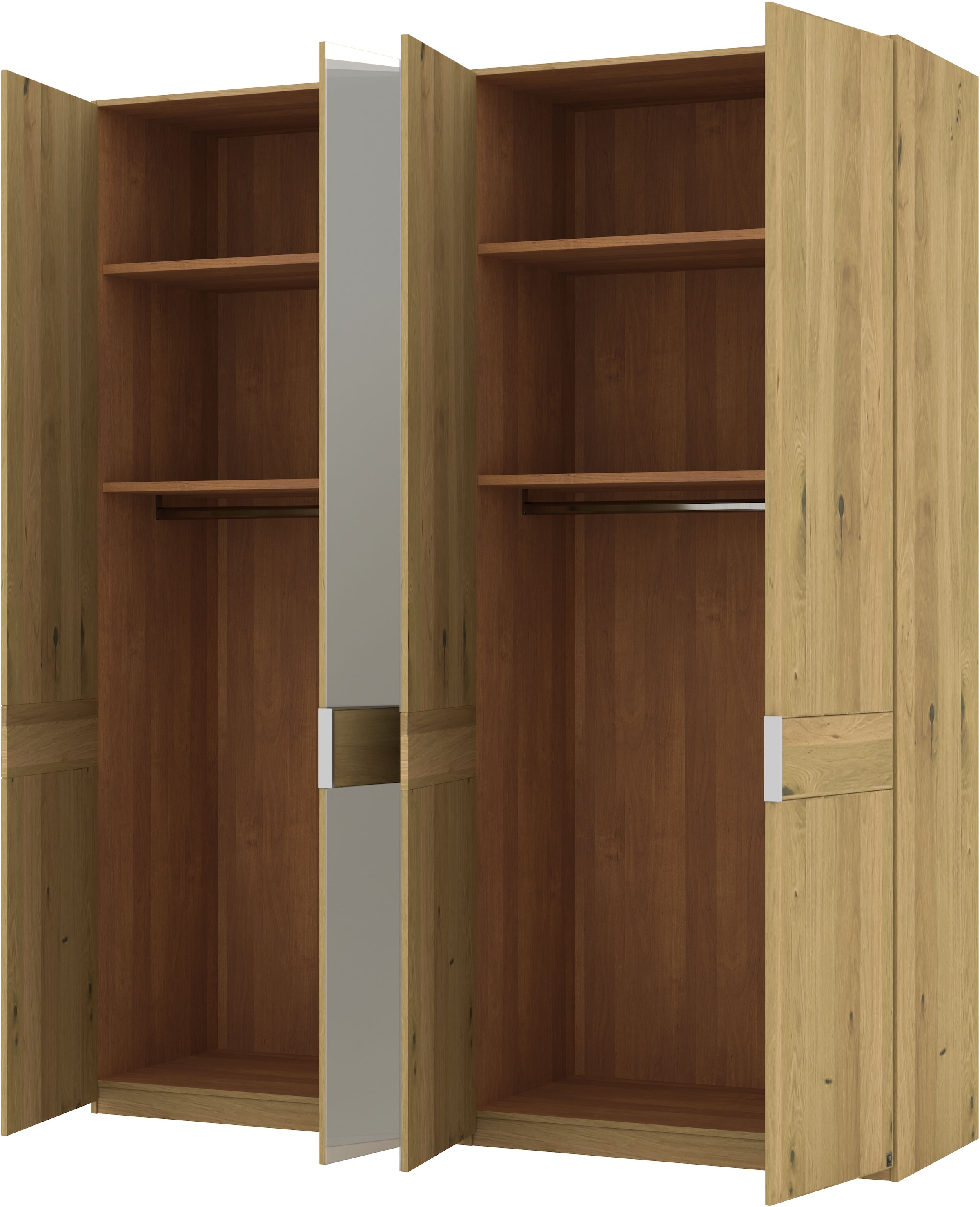 Musterring Drehtürenschrank »Savona, Kleiderschrank, Schrank, Garderobe, teilmassiv Eiche«, (mit Türdämpfern, mit Spiegel oder Glas, extra Böden, MADE IN GERMANY), Türen in Bianco-Eiche massiv, Spiegel-/Glastüren, verschiedene Größen