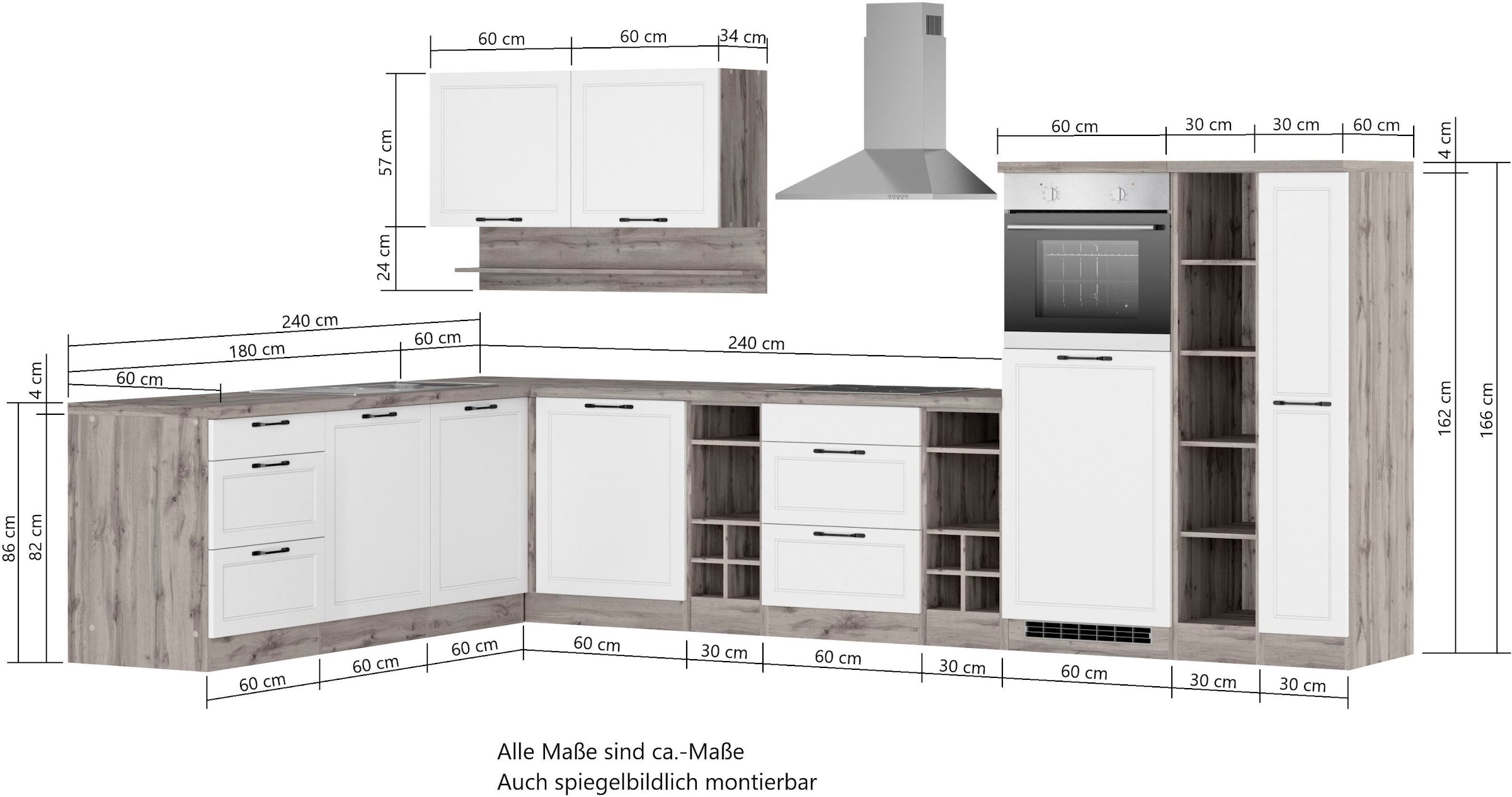 HELD MÖBEL Küche »Lana«, Stellbreite 240/360 cm, wahlweise mit E-Geräten  auf Rechnung bestellen