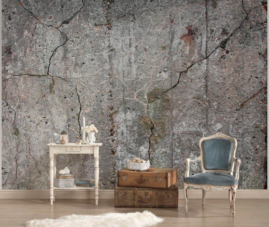 living walls Fototapete »Beton Vintage« glatt Steinwand Fototapete Betonoptik 3,50 m x 2,55 m   Tapete