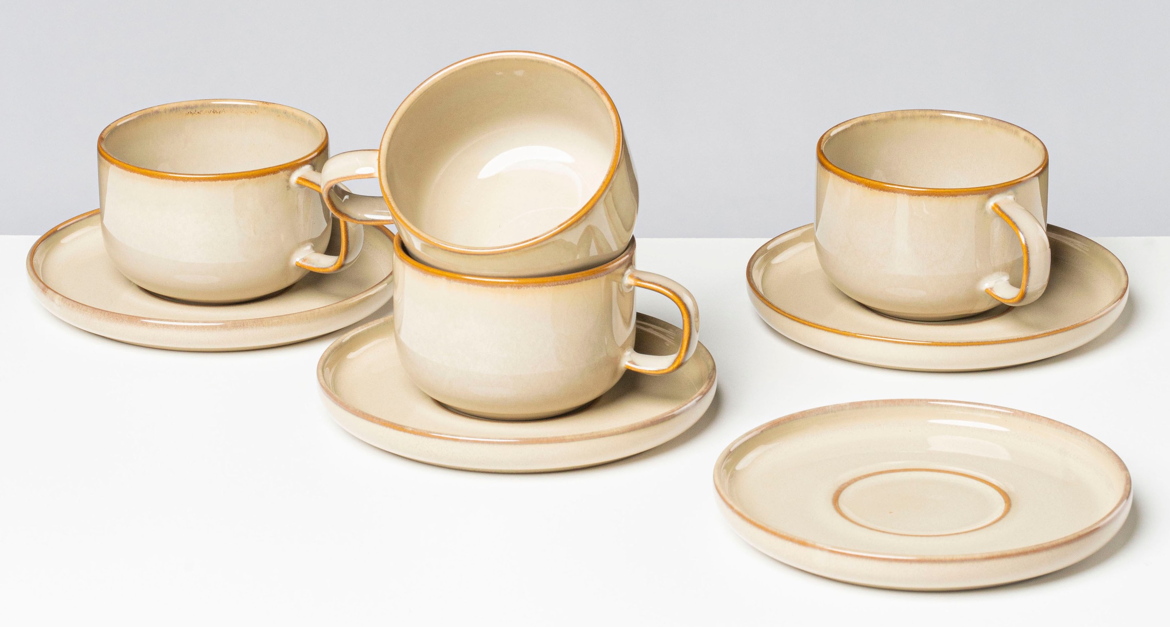 gipfelstück Tasse »Nebelwald«, (Set, 4 tlg.), Scandi-Style, Reaktivglasur, jedes Stück ein Unikat, 4-teilig