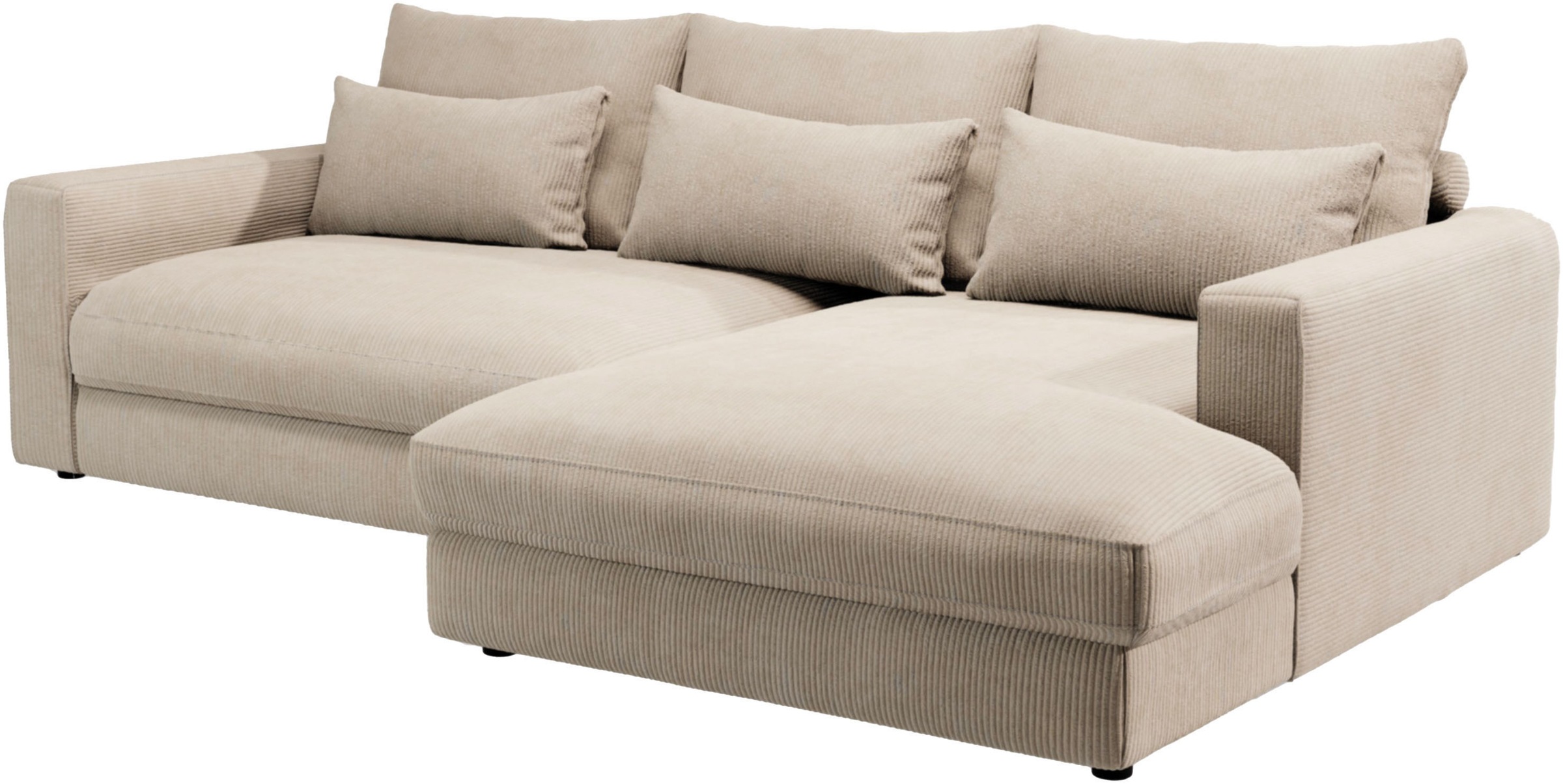 Home affaire Ecksofa »Darwin, viele Kissen, extra tiefe Sitzfläche, 271/89/171 (B(H/T)«, gemütlich und weich, L-Form, mit extra softem Sitzkomfort, Cord
