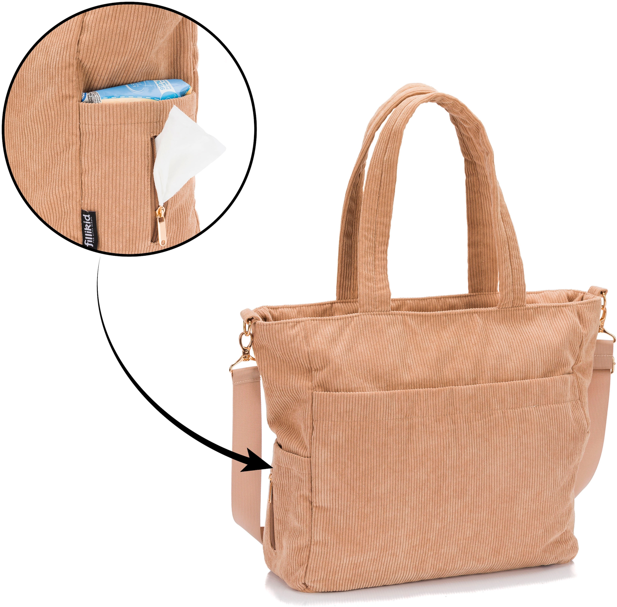 Fillikid Wickeltasche »Cord«, inklusive Thermotasche