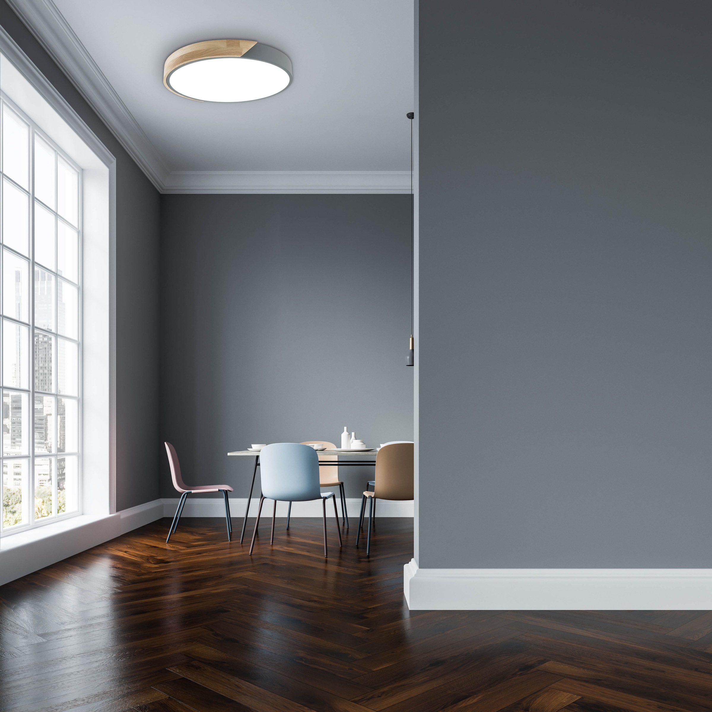 näve LED Deckenleuchte »Borneo« LED-Modul 1 Stk. warmweiß - kaltweiß Dimmbar per Fernbedienung (inkl.), CCT, Memory, Nachtlicht, Holzrand