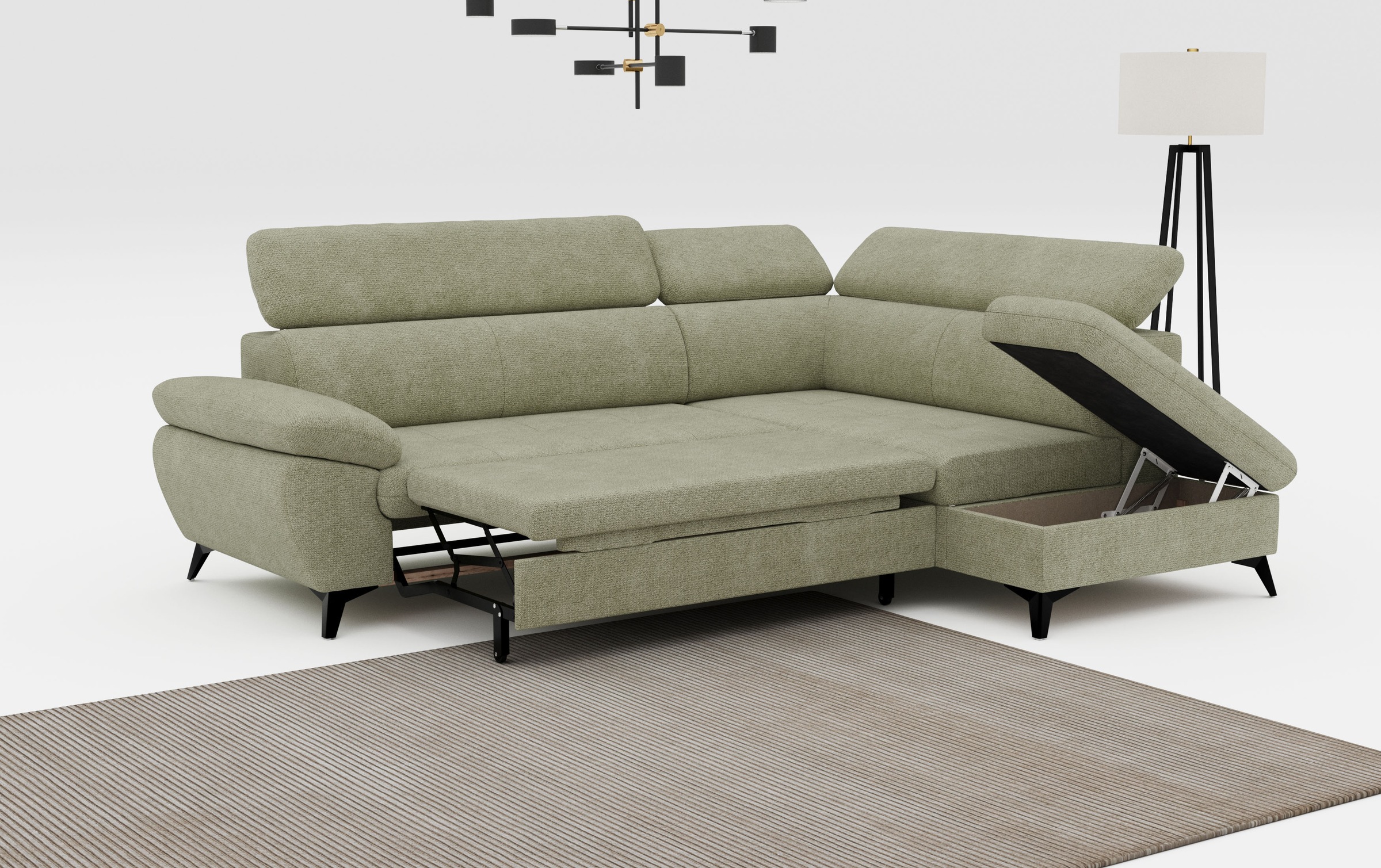 COTTA Ecksofa »Hudson L-Form«, mit Kopfteilverstellung, wahlweise mit Bettfunktion & Bettkasten