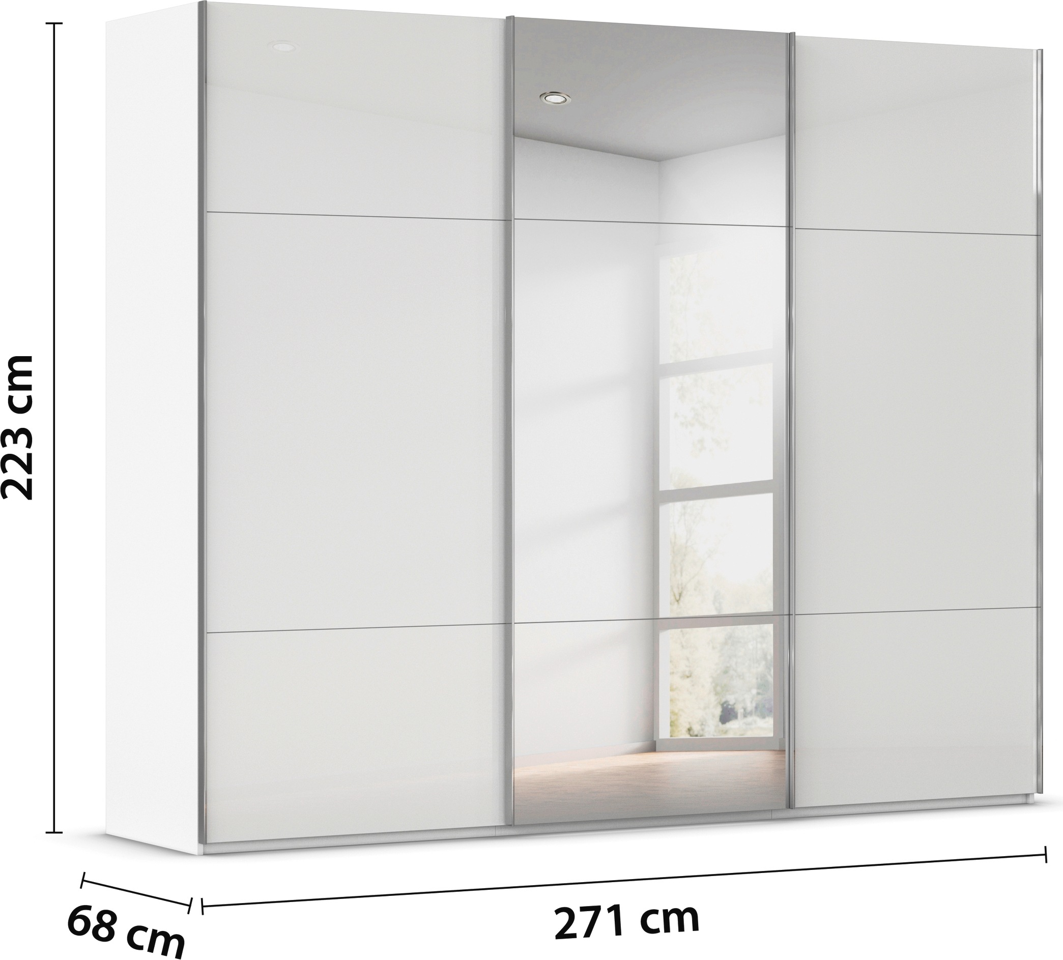 rauch Schwebetürenschrank »Kleiderschrank Schrank Garderobe Schlafzimmerschrank CONTIDO«, (in 3 verschiedenen Ausstattungen BASIC/CLASSIC/PREMIUM), aus hochwertigem Material in 6 Breiten 2 Griff-Farben MADE IN GERMANY
