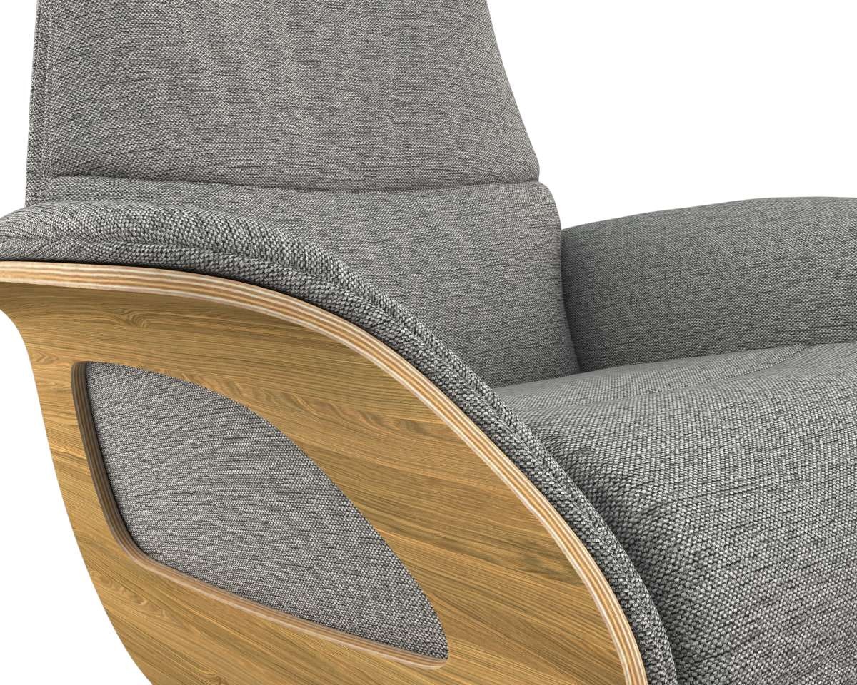 FLEXLUX Relaxsessel »Clement elektrischer Funktionsessel«, Größe M, Rücken & Fußteil elektrisch, Akku, Arml. Eiche, Fuß Alu