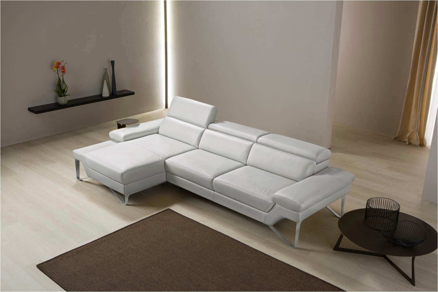 Egoitaliano Ecksofa »Princess, elegantes Designsofa mit erstklassigem Sitzkomfort, L-Form« mit Recamiere, inkl. Kopfteilverstellung, edle Designmetallfüße