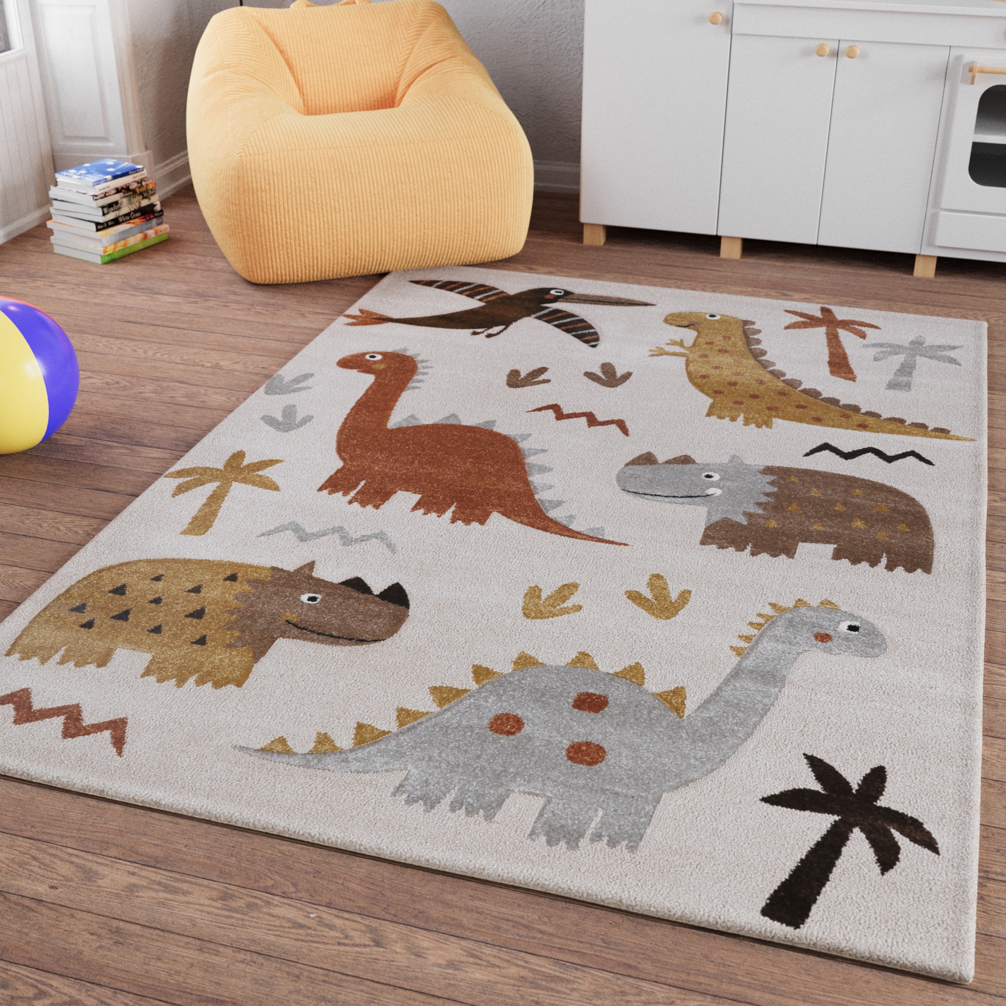 SMART KIDS Kinderteppich »T-Rex & Friends«, rechteckig, 10 mm Höhe, Moderne günstig online kaufen