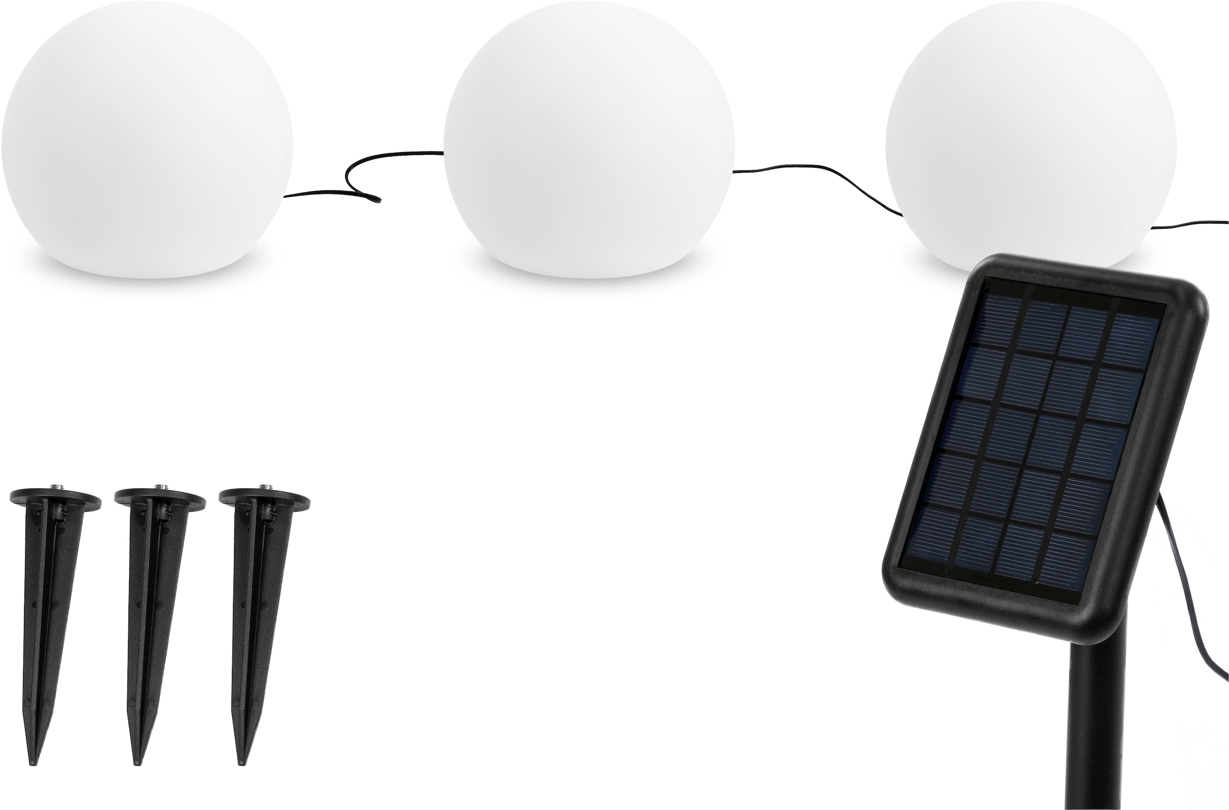 my home LED Solarleuchte »Orlaith, LED-Solar Kugelleuchten, 3er Set«, Leuchtmittel LED-Modul | LED fest integriert, mit Erdspießen