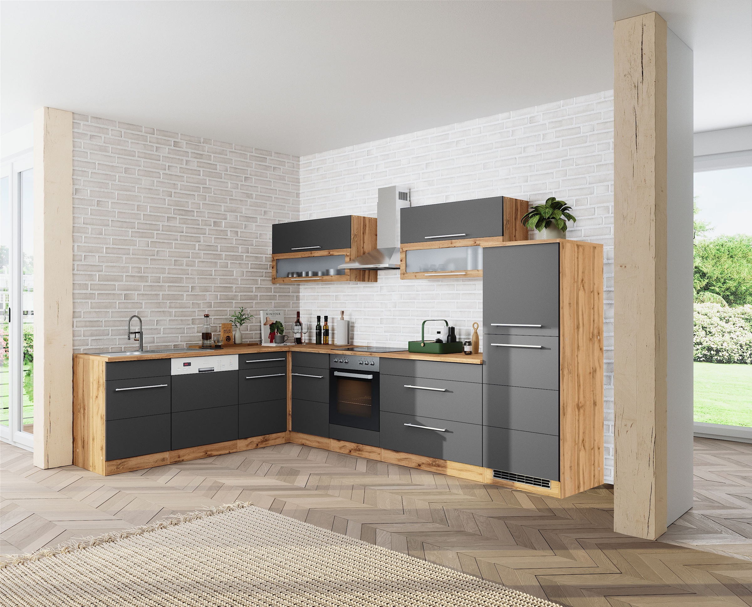 KOCHSTATION Winkelküche "KS-Wien" Stellbreite 220 x 330 cm, wahlweise mit E günstig online kaufen