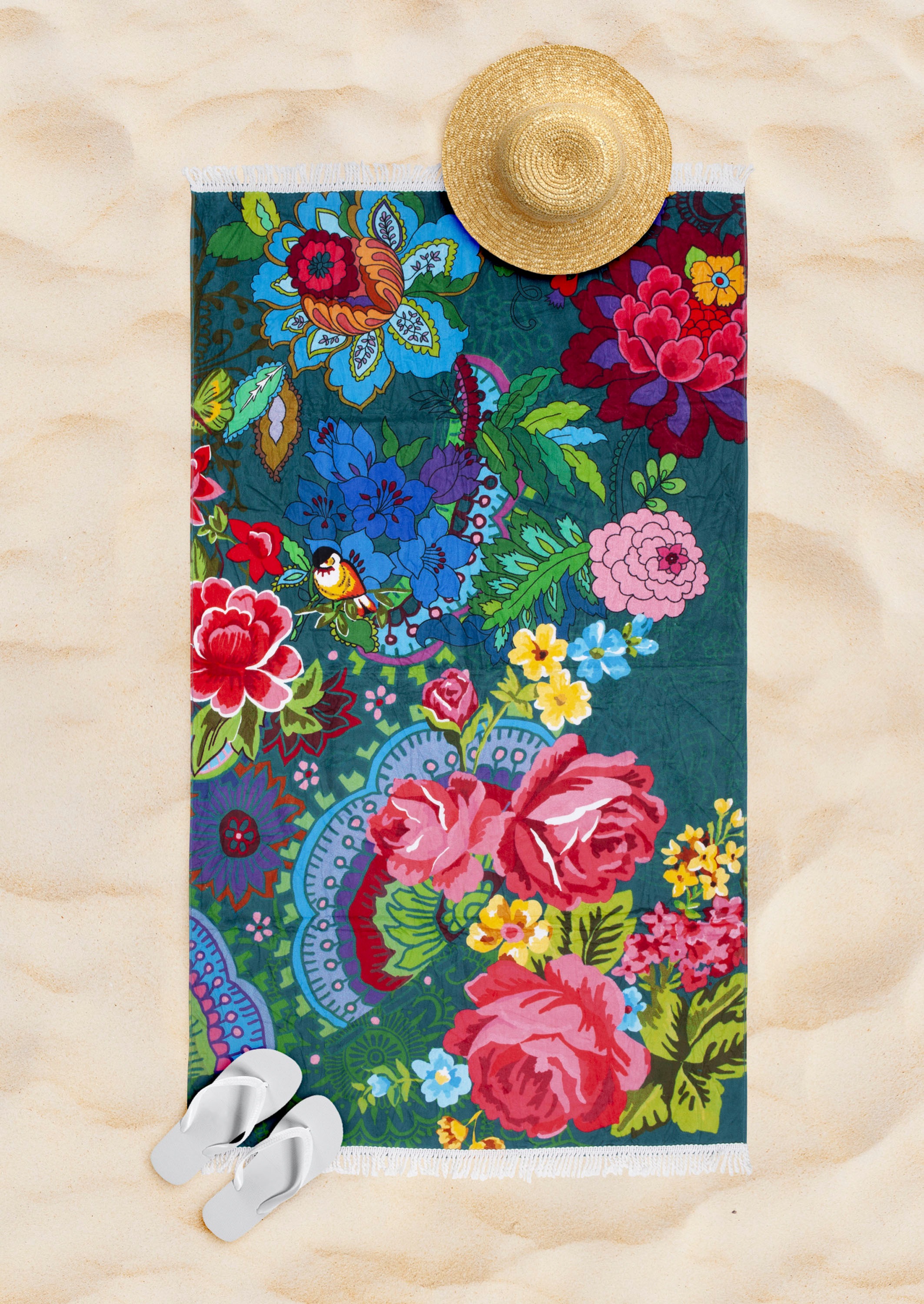 Happiness Strandtuch »Mandy«, (1 St., Strandtuch 100 x 180 cm), Baumwolle, günstig online kaufen