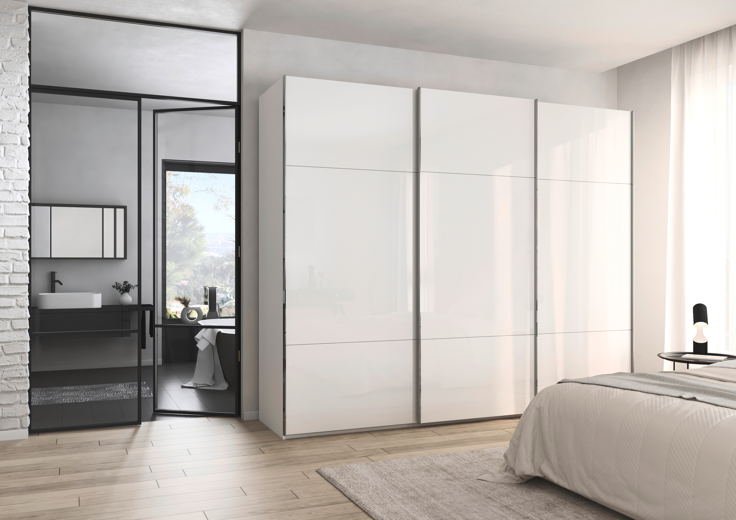 rauch Schwebetürenschrank »Kleiderschrank Schrank Garderobe Schlafzimmerschrank CONTIDO«, (in 3 verschiedenen Ausstattungen BASIC/CLASSIC/PREMIUM), aus hochwertigem Material in 6 Breiten 2 Griff-Farben MADE IN GERMANY