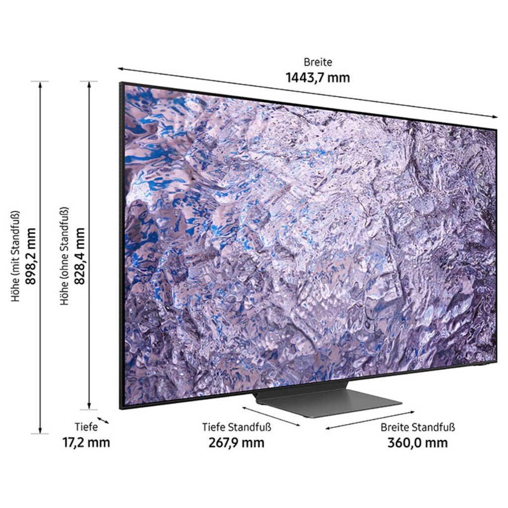Samsung LED-Fernseher, 163 cm/65 Zoll, 8K, Smart-TV, Neo Quantum HDR 8K Plus, Neural Quantum Prozessor 8K, Gaming Hub