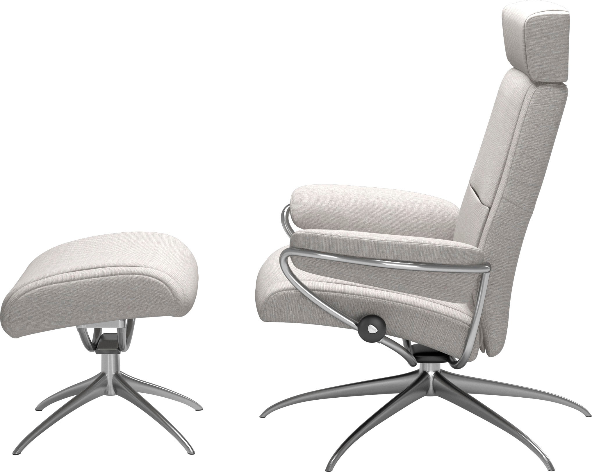 Stressless® Relaxsessel »Paris«, (Set, Relaxsessel mit Hocker), mit Hocker, Low Back mit Kopfstütze, mit Star Base, Gestell Chrom