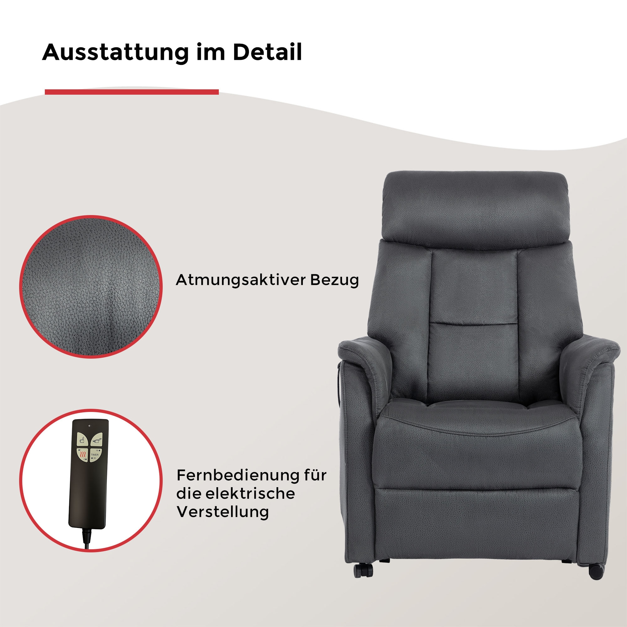 Duo Collection TV-Sessel »Sorrent mit regulierbarer Sitzheizung, elektrischer Aufstehhilfe« Relaxfunktion und Taschenfederkern mit Stahlwellenunterfederung