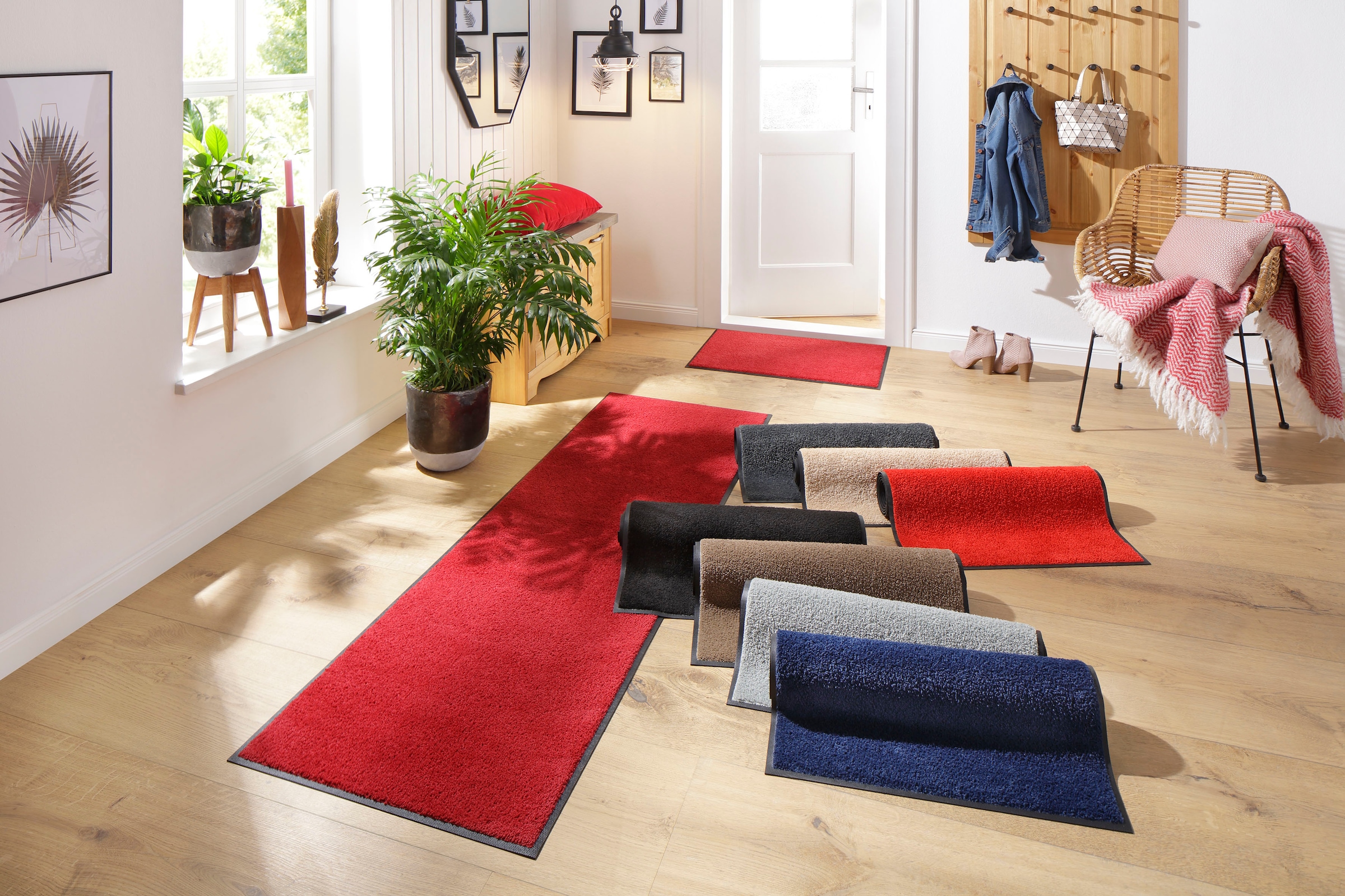 my home Fußmatte »Lavea«, rechteckig, 9 mm Höhe, Schmutzfangmatte, Uni-Farben, In- und Outdoor-Teppich, waschbar