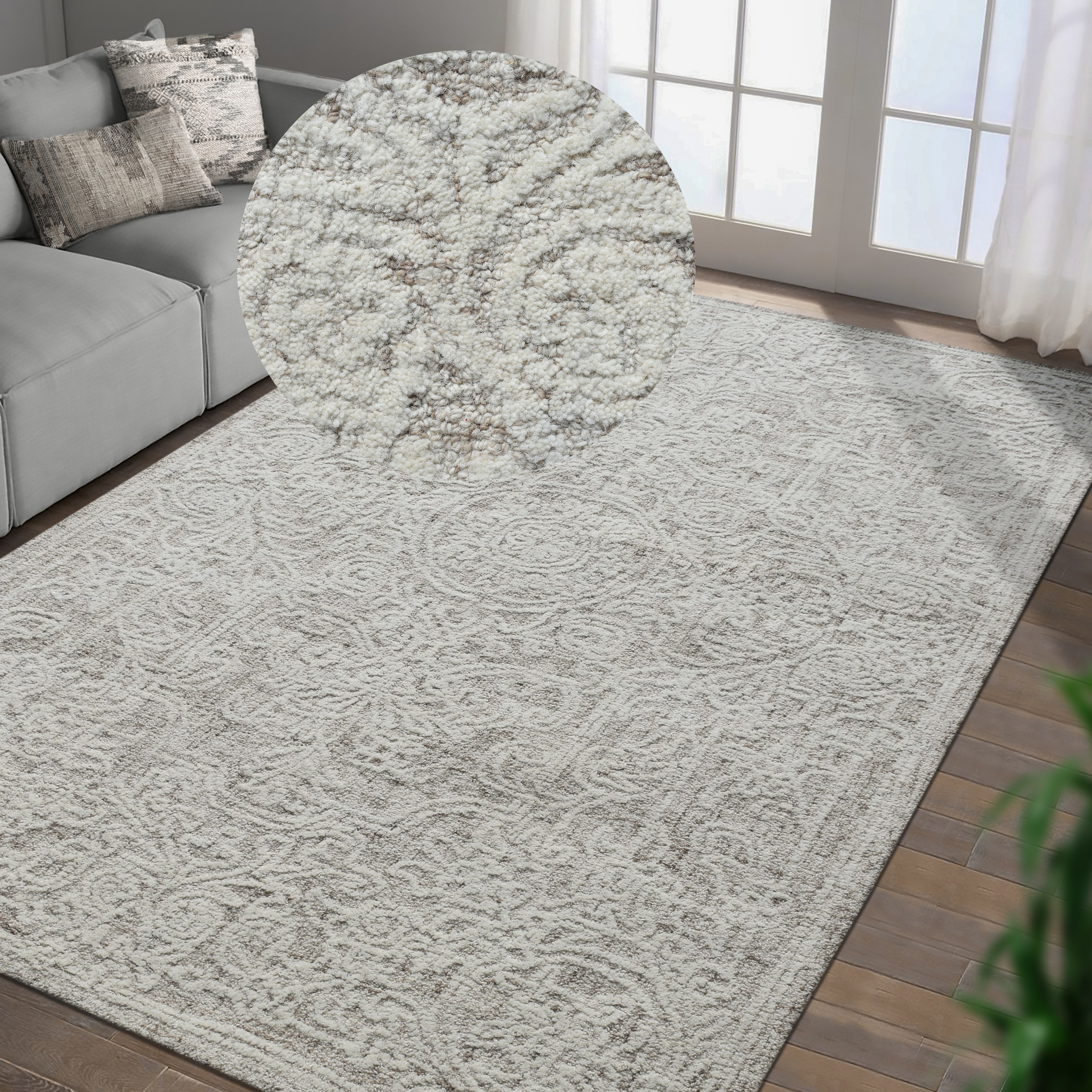 my home Wollteppich »Umea, handgefertigt, Wolle, Hoch-Tief-Struktur« rechte günstig online kaufen