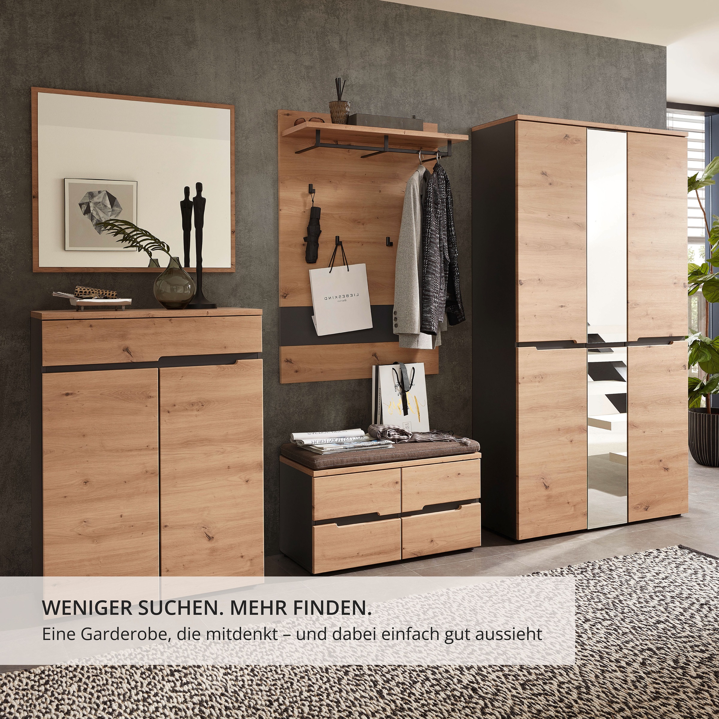 Innostyle Garderobenschrank »MEMPHIS, TOPSELLER!«, (), Artisan Eiche Optik, viel Stauraum
