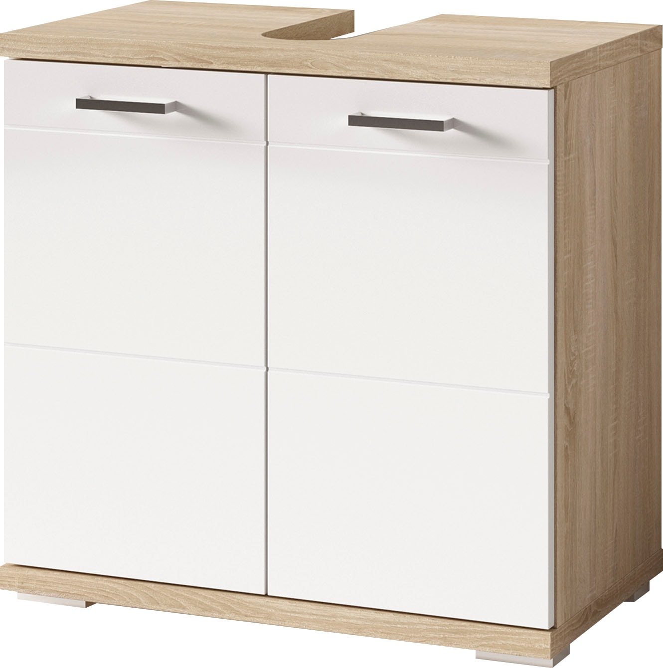 byLIVING Waschbeckenunterschrank »Nebraska«, Breite 60 cm, mit Hochglanzlackierung und verchromten Metallgriffen