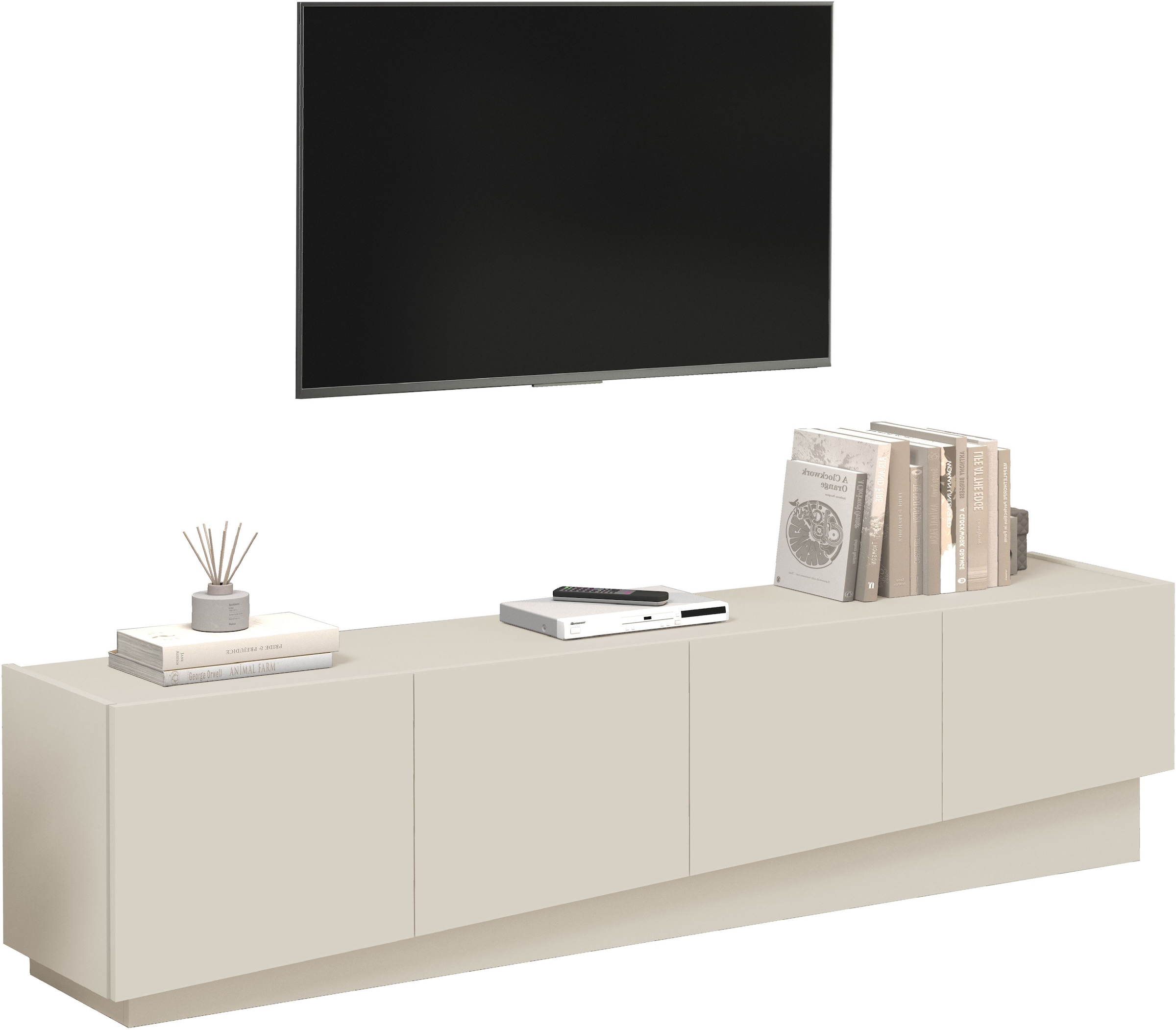 INOSIGN Lowboard »VELA, Lowboard, Breite 180 cm, Design mit schrägen Türen«, (1 St.), Made in Italy, Maße-B/T/H: 180x35x45, Lowboard, TV-Board, TV-Kommode