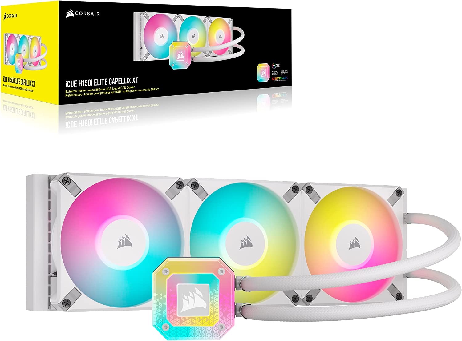 Corsair CPU Kühler »iCUE H150i ELITE CAPELLIX XT White, Liquid CPU Cooler«, (1 St.), RGB Beleuchtung, iCUE
