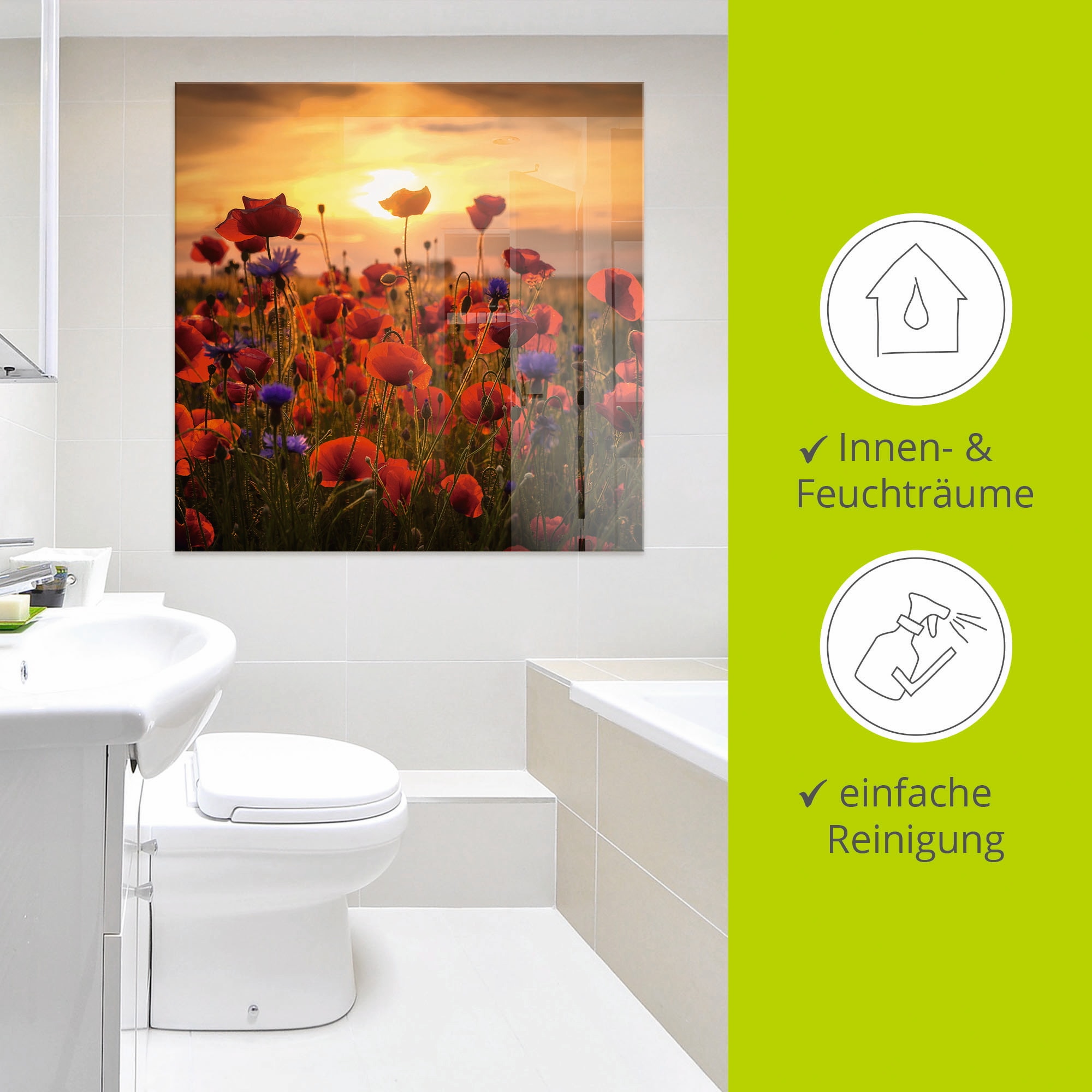 Artland Glasbild »Mohnblumen im Abendlicht«, Blumen, (1 St.), in verschiedenen Größen