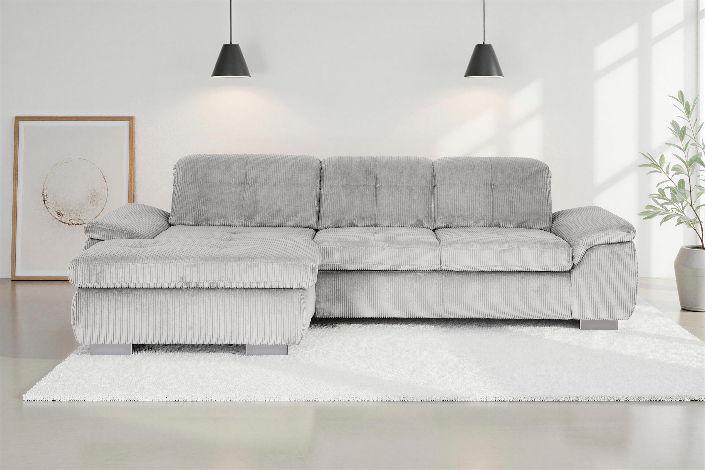 Die PlanBar Ecksofa »MP-IN16037 L-Form, Breite 289 cm, mit Kaltschaum-Polsterung« mit Sitztiefenverstellung & Zierkissen