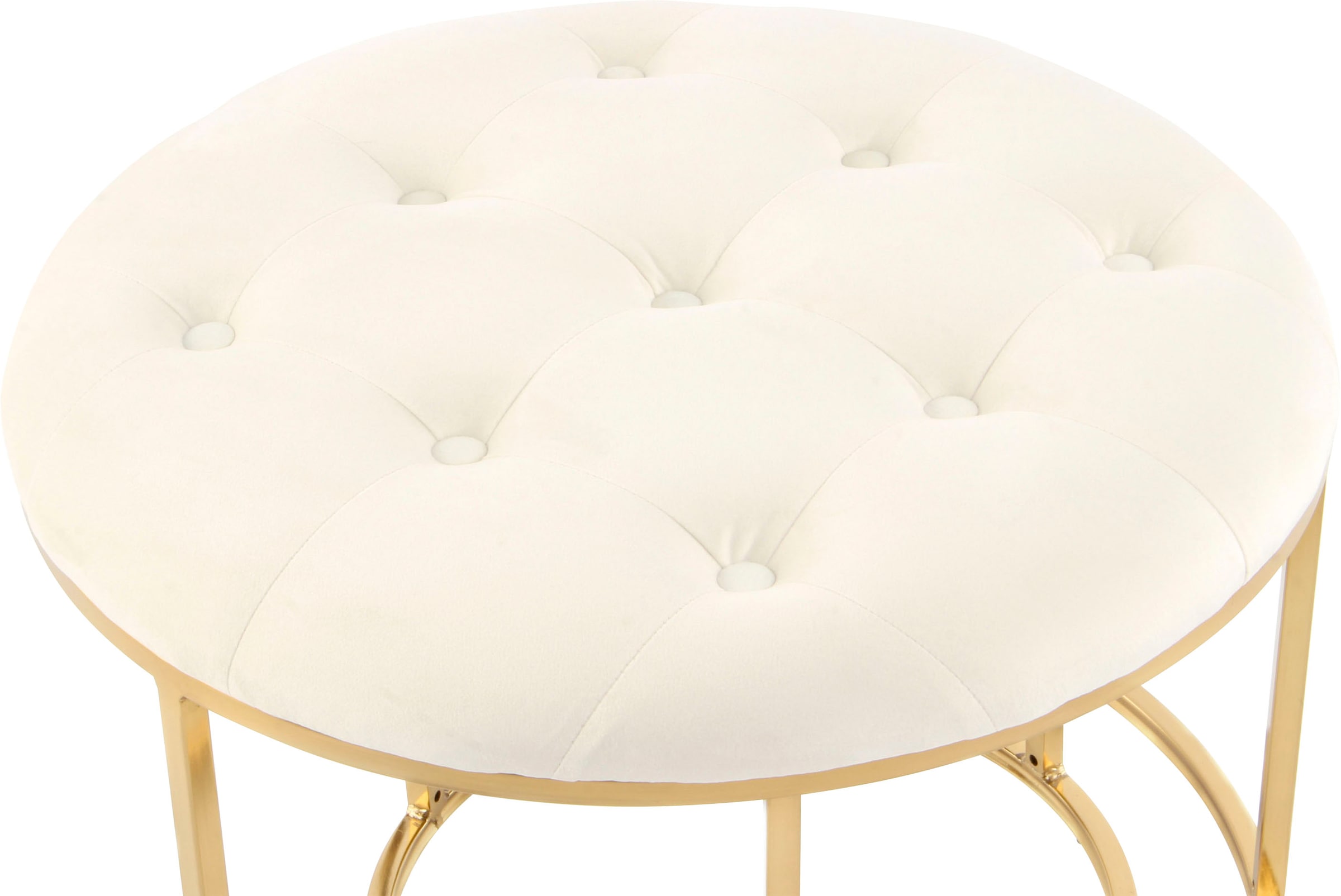 Kayoom Sitzhocker »Hocker Myla 2er-Set, praktisch ineinander schiebbar«, (Set, 2 St.), ineinander schiebbar, rund, gesteppt, mit Zierknöpfen