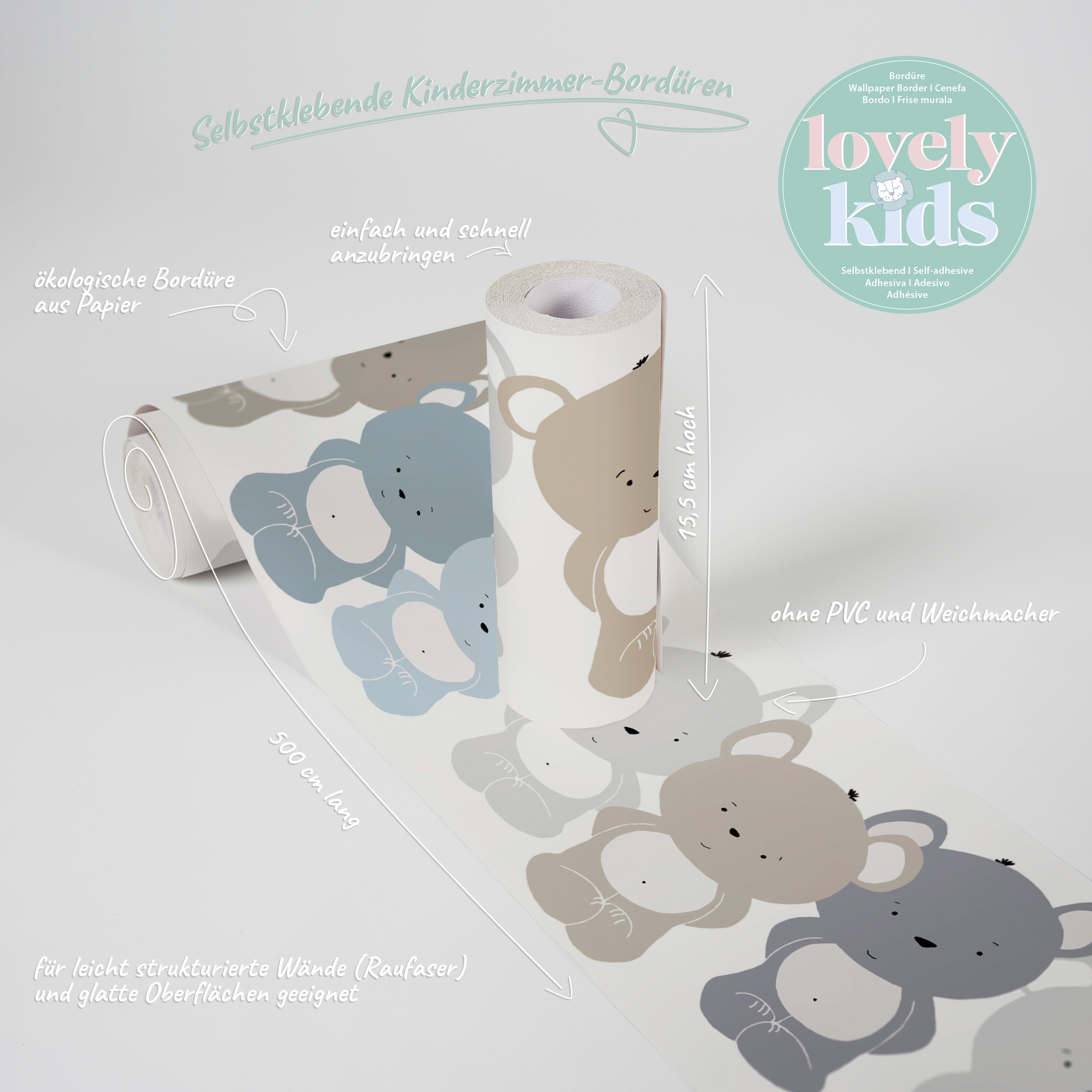 A.S. Création Bordüre »Cute Bears«, Motiv-abstrakt-naturalistisch, Tapete Kinder Borte Wohnzimmer Schlafzimmer Küche Design Kinderzimmer