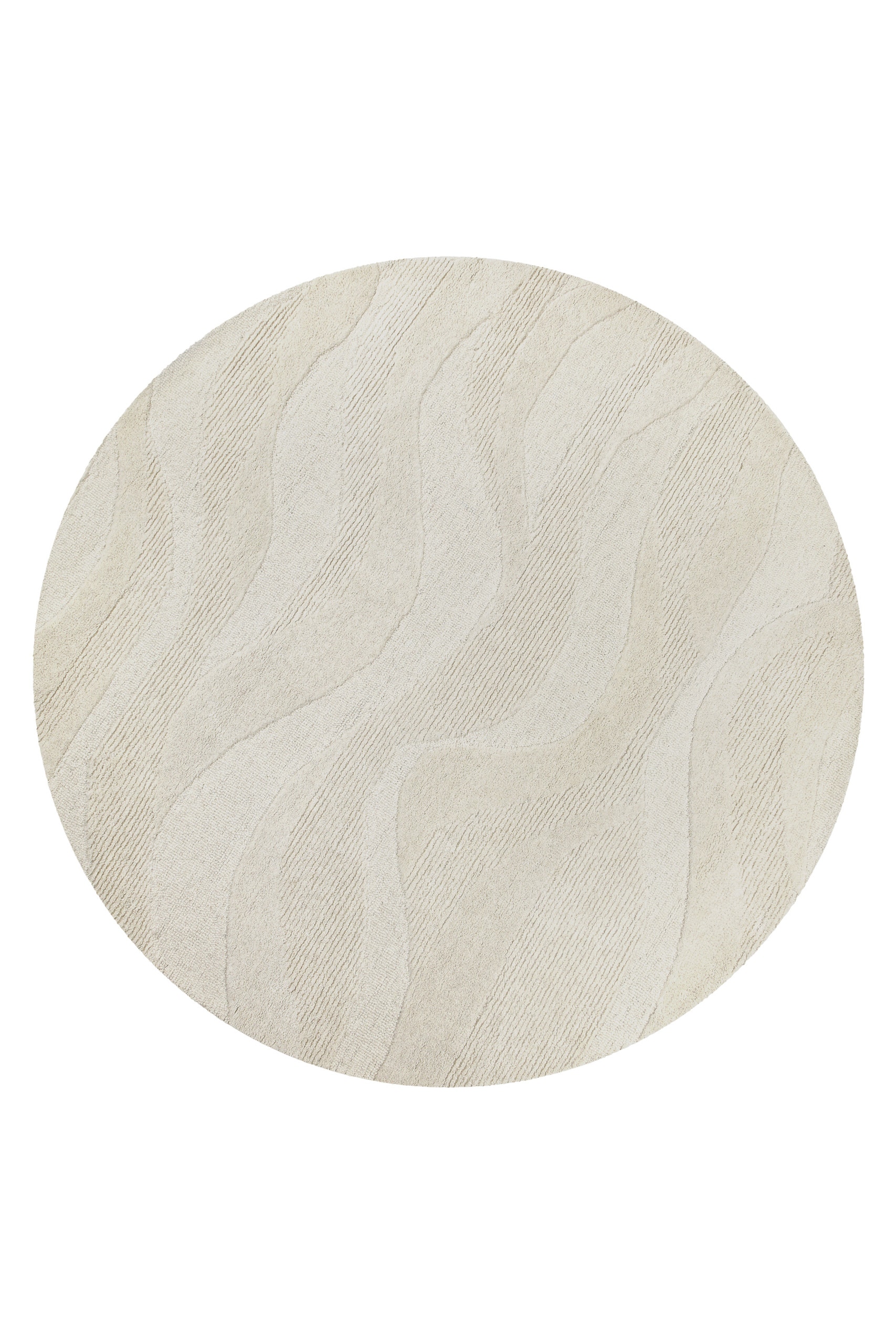 Wecon home Wollteppich »Hamptons THIRTYFOUR«, rund, 15 mm Höhe, Schurwolle, Kurzflor, Wohnzimmer, Schlafzimmer, elegant, Wellen-Muster
