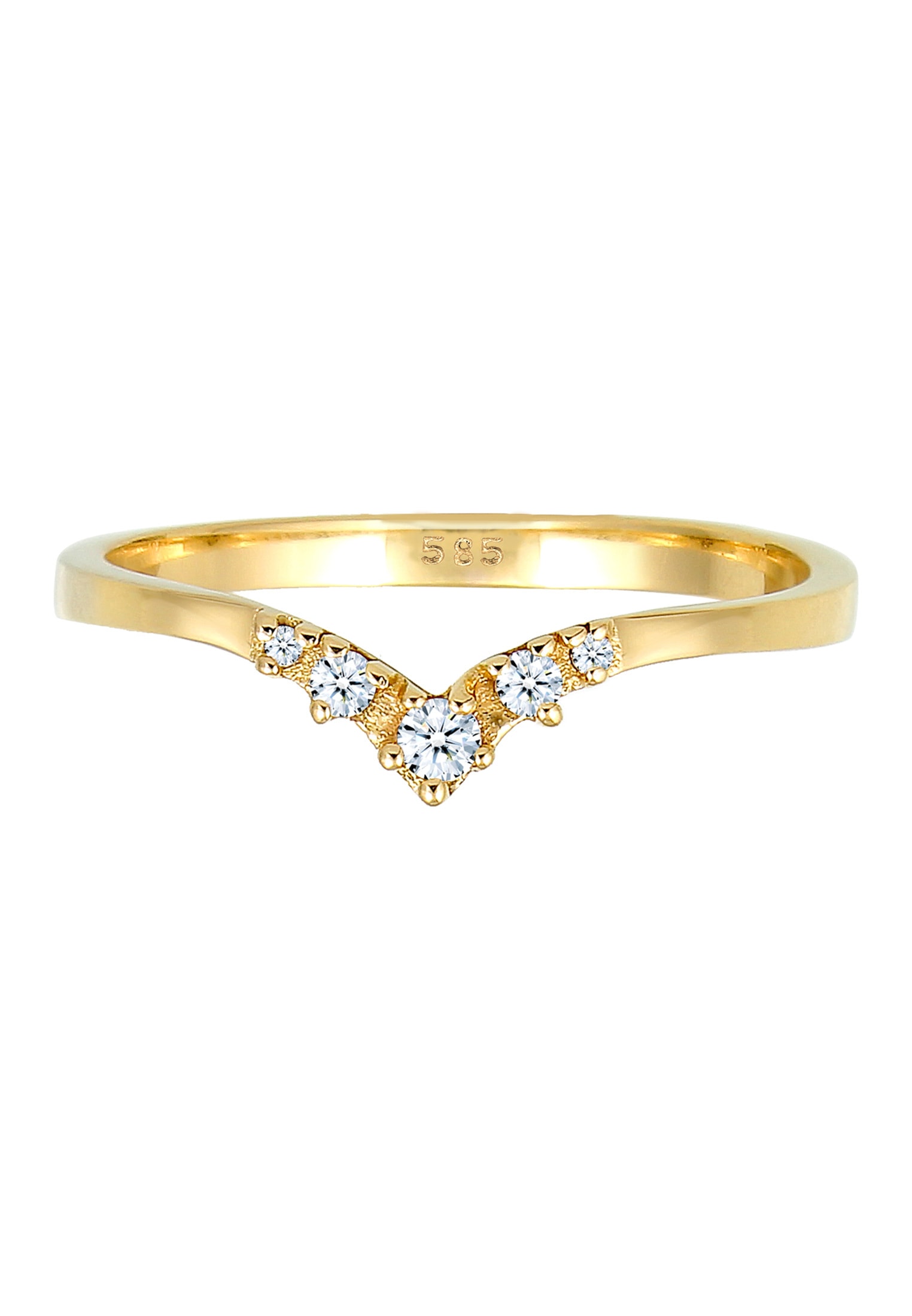 Elli DIAMONDS Verlobungsring »V-Form Diamant (0.07 ct) 585 Gelbgold«
