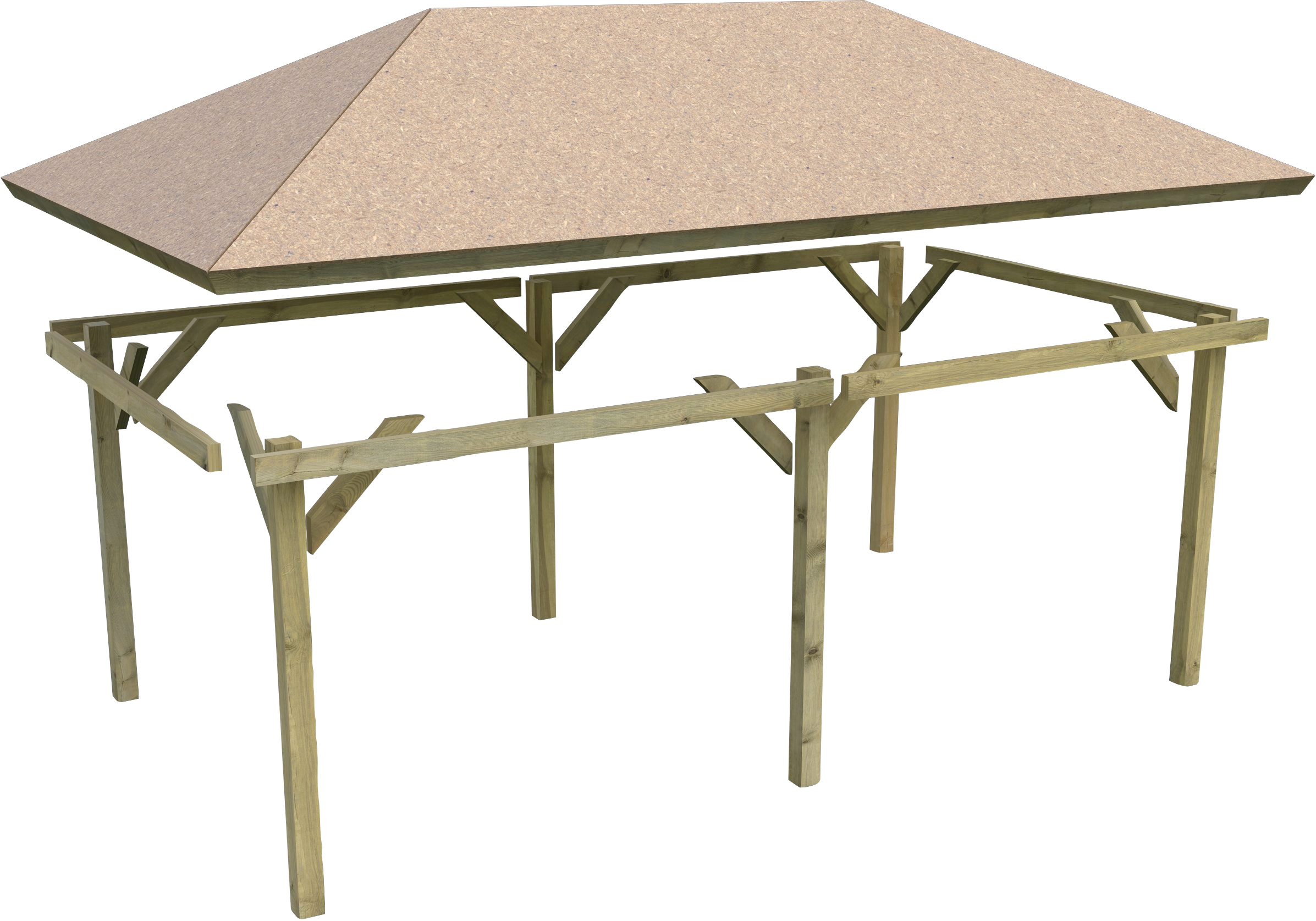 Karibu Pavillon »Bergen 2«, (Set), BxTxH: 338x592x290 cm, mit grünen Dachschindeln