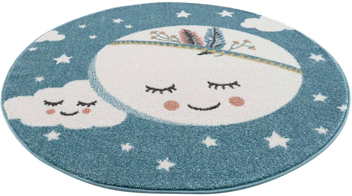 Kinderteppich »Anime9383«, rund, Sternen-Teppich mit Mond, Weicher Flor, Pflegeleicht,...