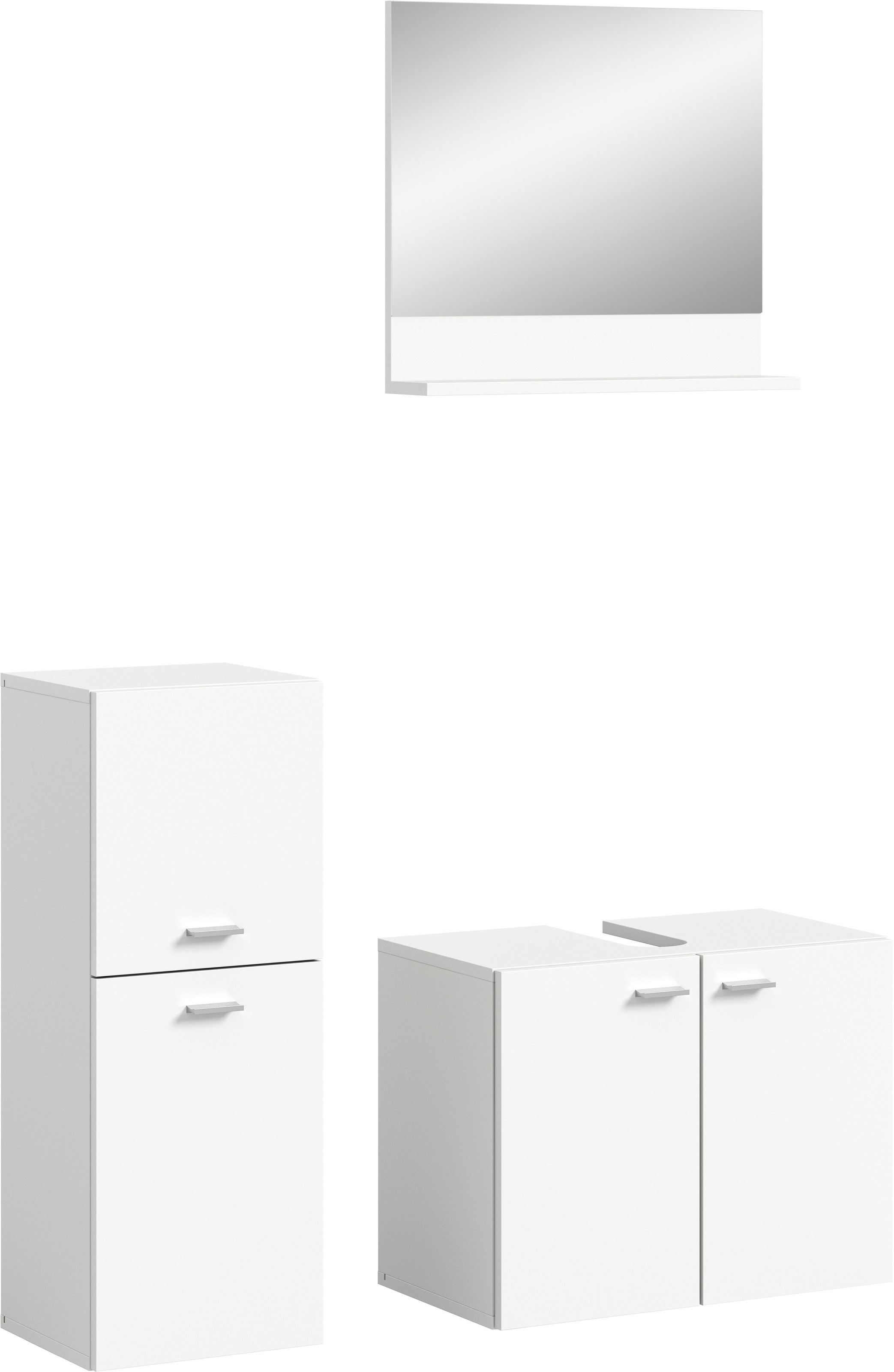 welltime Badmöbel-Set »Tampa, Breite 102cm, 3-teilig«, (3 St.), Waschbeckenunterschrank, Spiegel, Midischrank