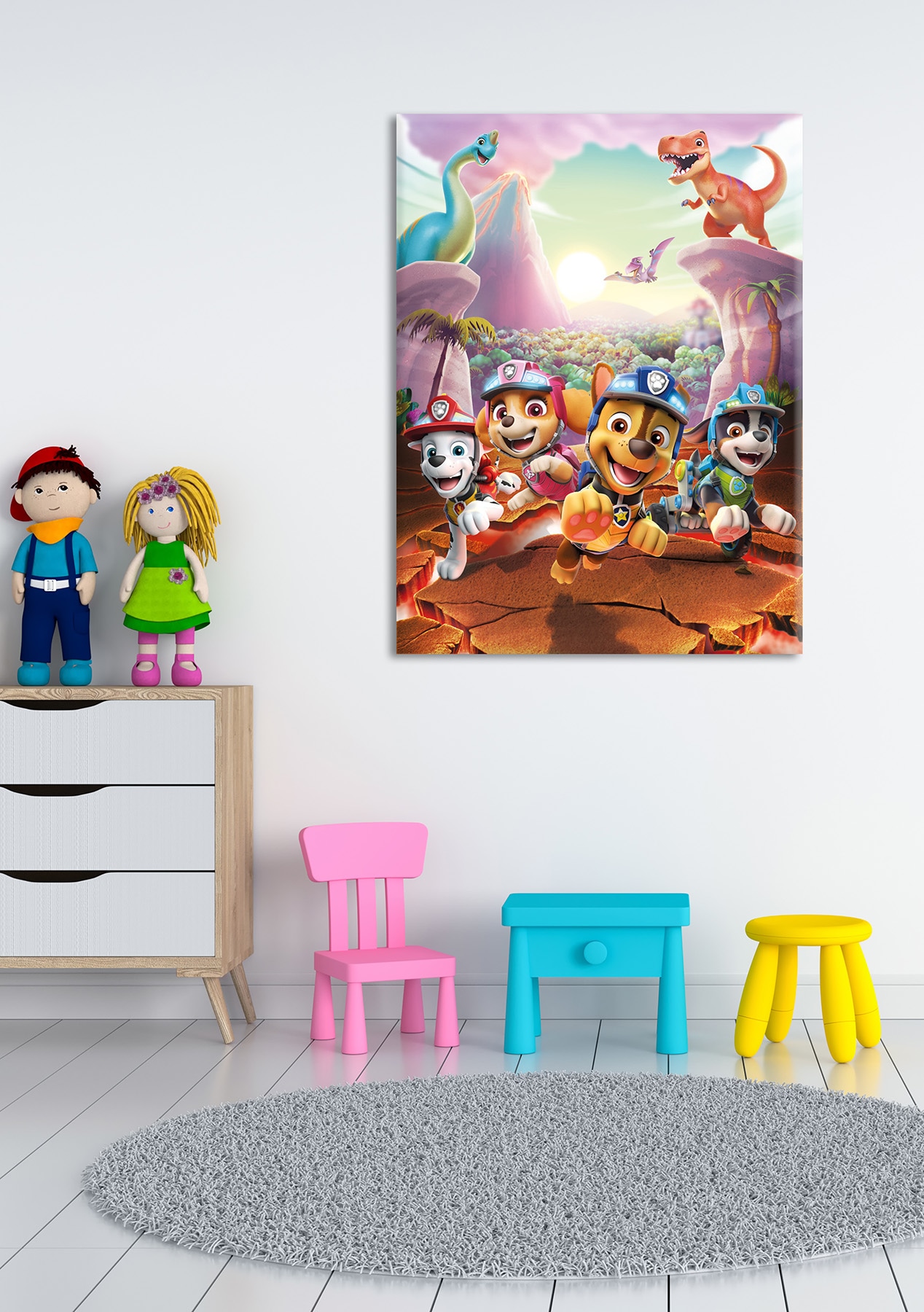 Bönninghoff Leinwandbild »Wandbild DINO RESCUE PAW PATROL 46x61 cm – Leinwandbild Keilrahmen« Dinosaurier | Hunde | Paw Patrol | Serien | Tiere 1 Stk. tlg. auf Keilrahmen gespannt